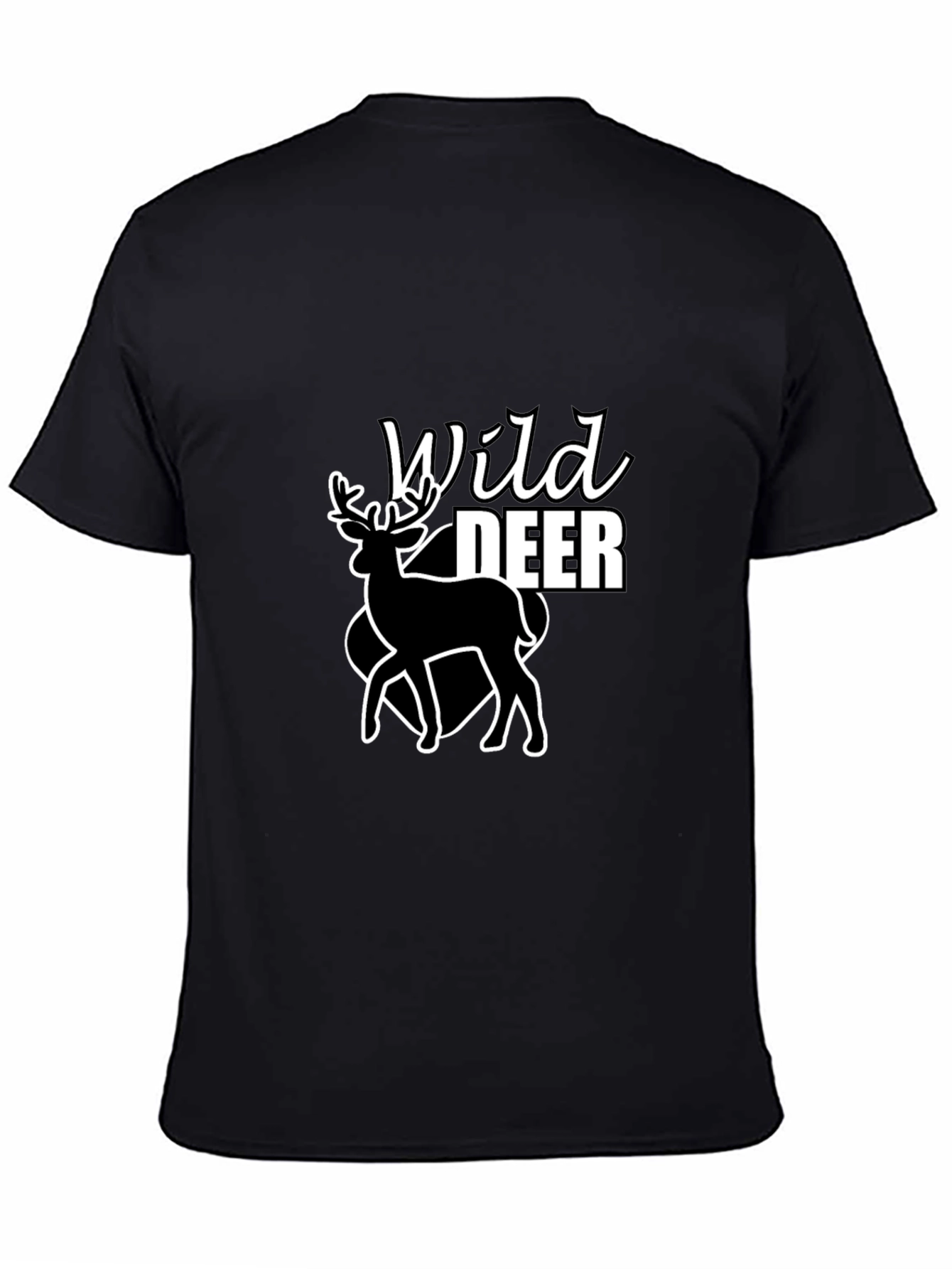Wild Deer Graphic Tee - Black Cotton T-Shirt