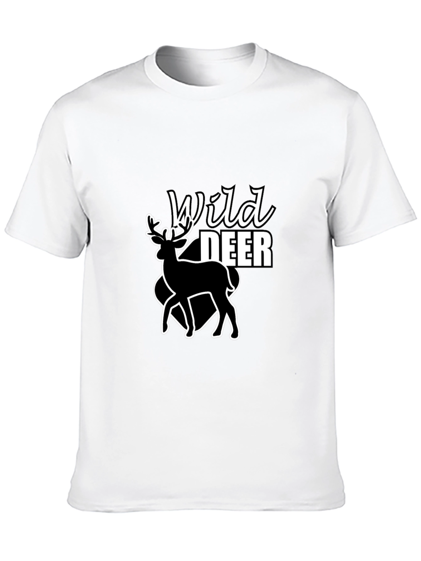 Wild Deer Graphic Tee - Black Cotton T-Shirt