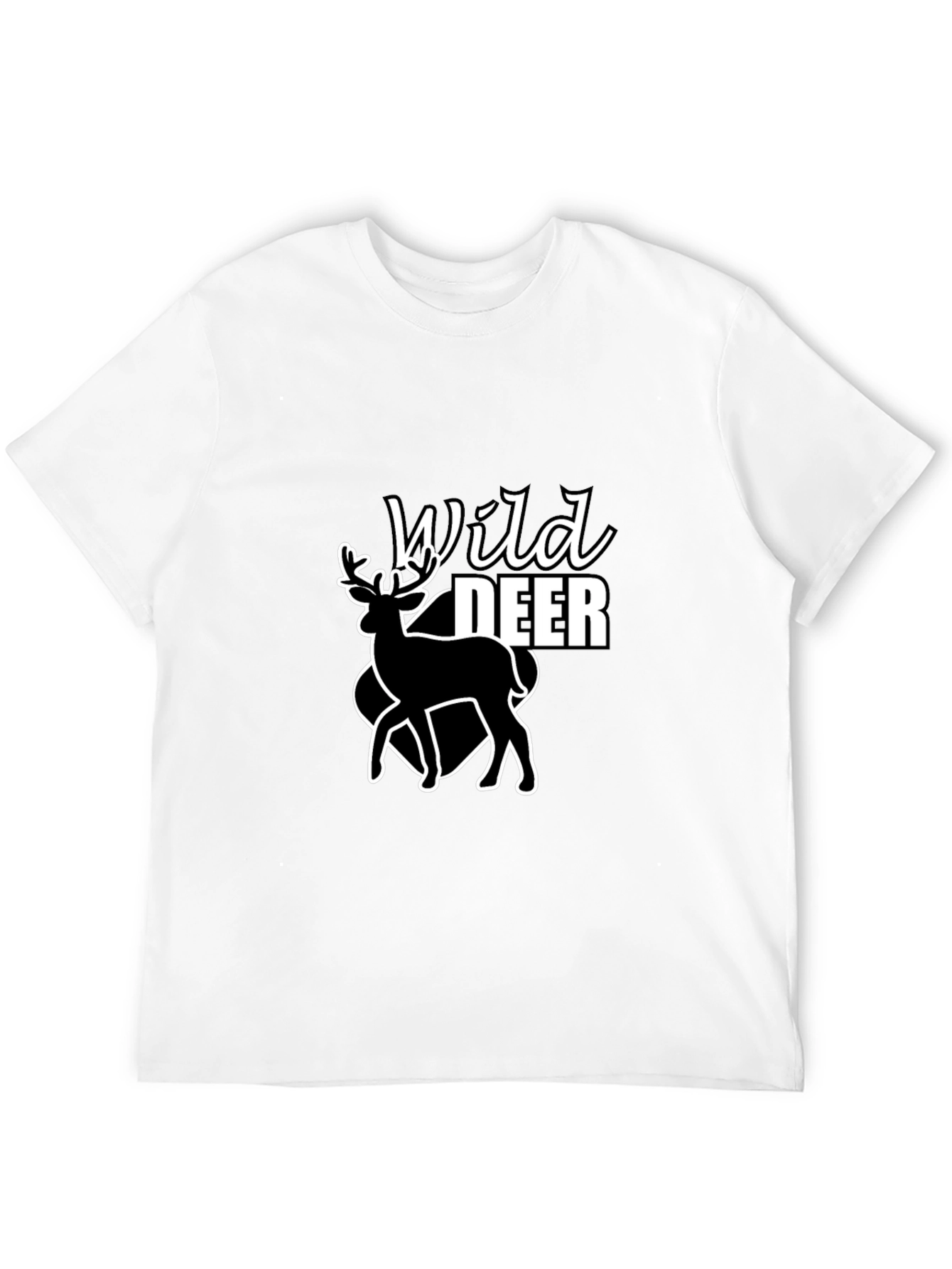 Wild Deer Graphic Tee - Black Cotton T-Shirt