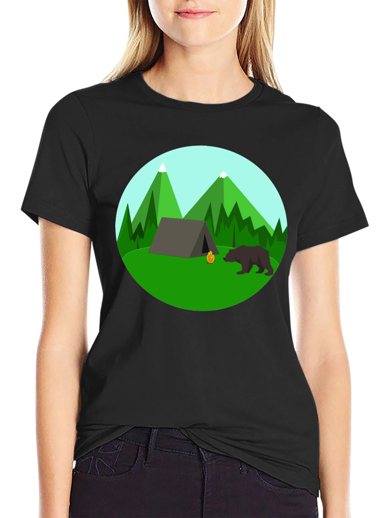 Camping Adventure Black T-Shirt