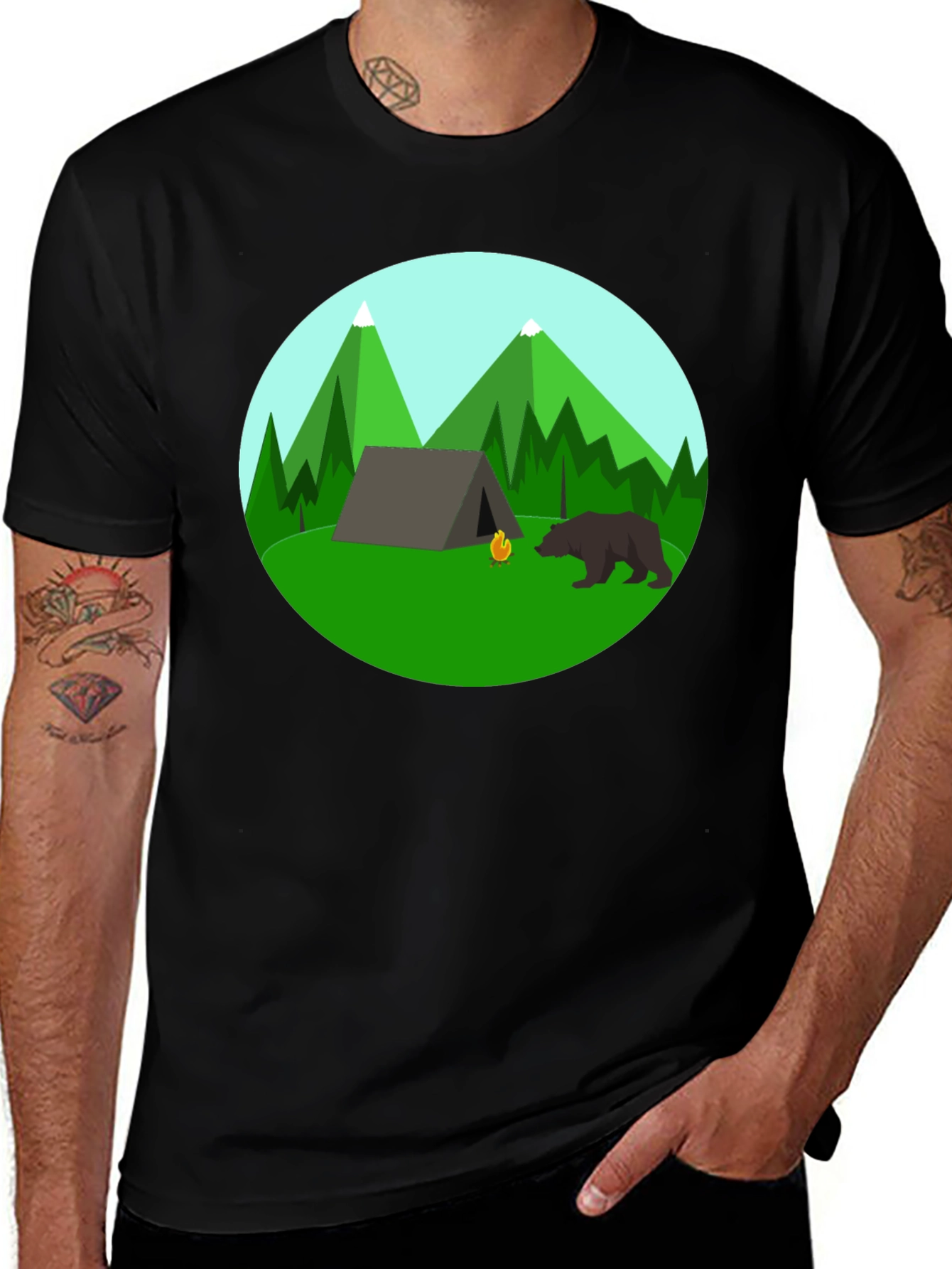 Camping Adventure Black T-Shirt