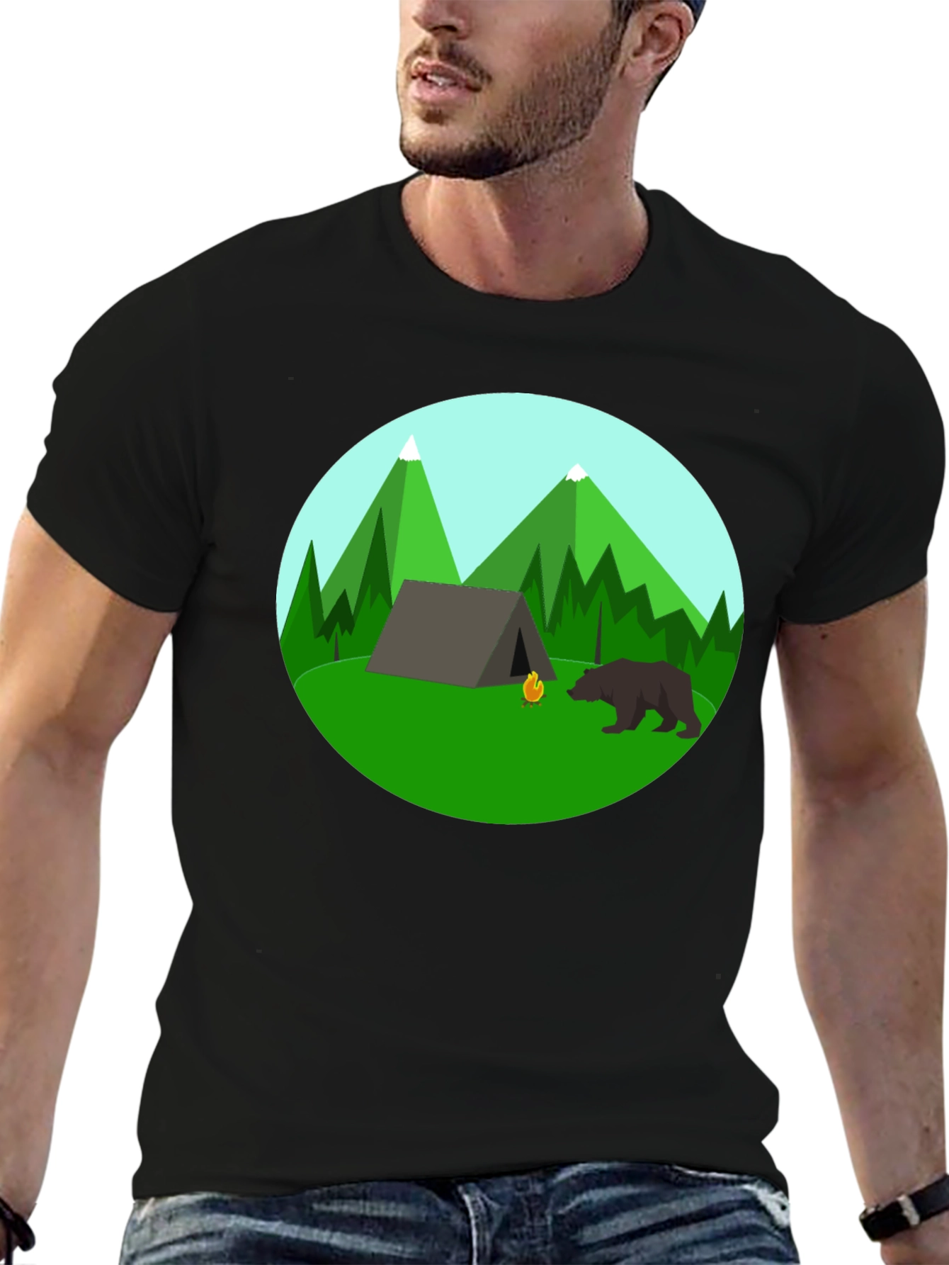 Camping Adventure Black T-Shirt