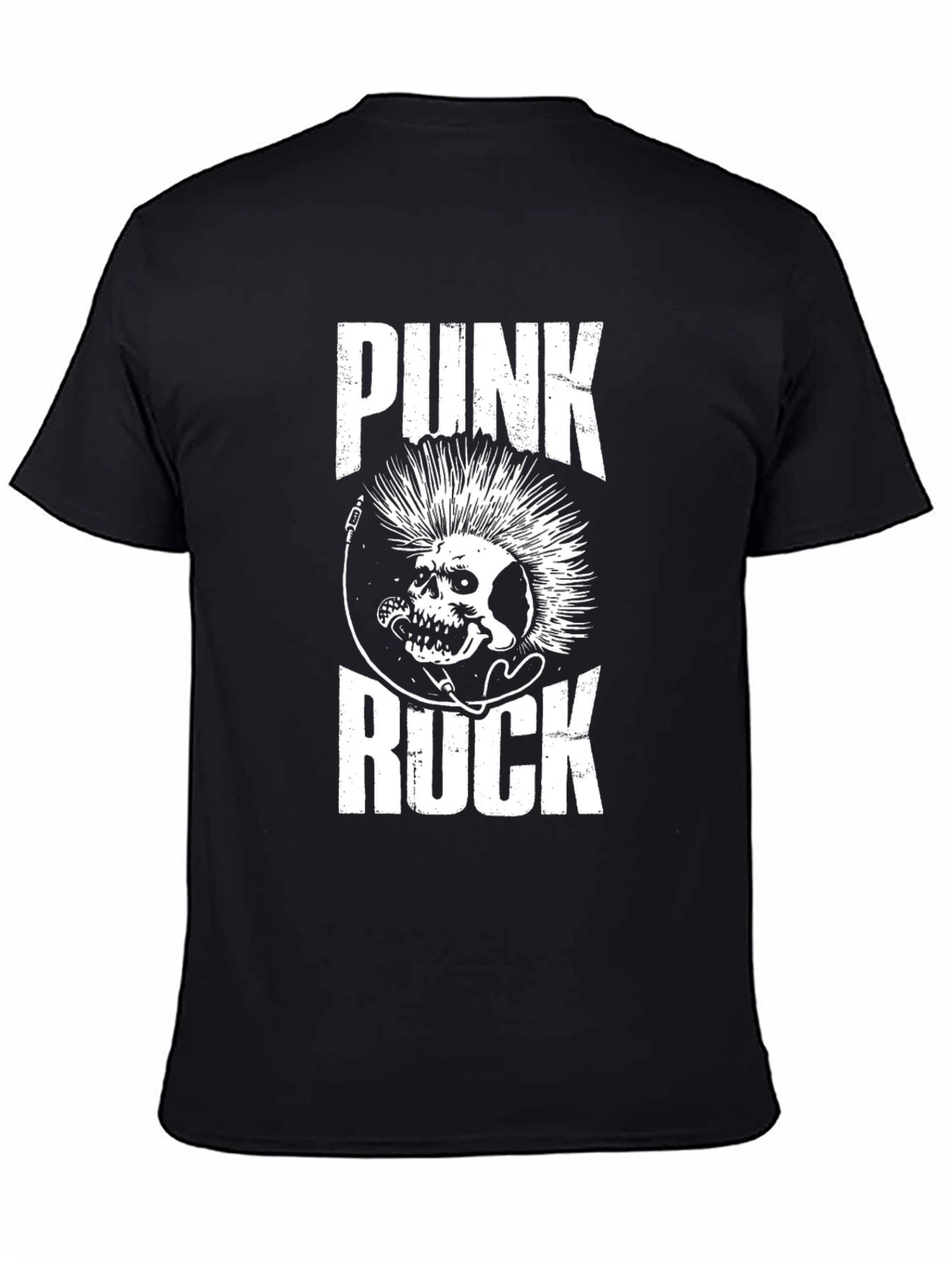 Punk Rock Skull Graphic Tee - Black