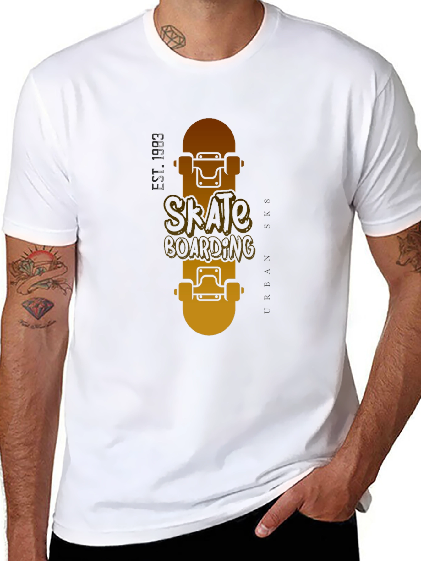 Skateboarding Graphic Tee - Black Urban Style