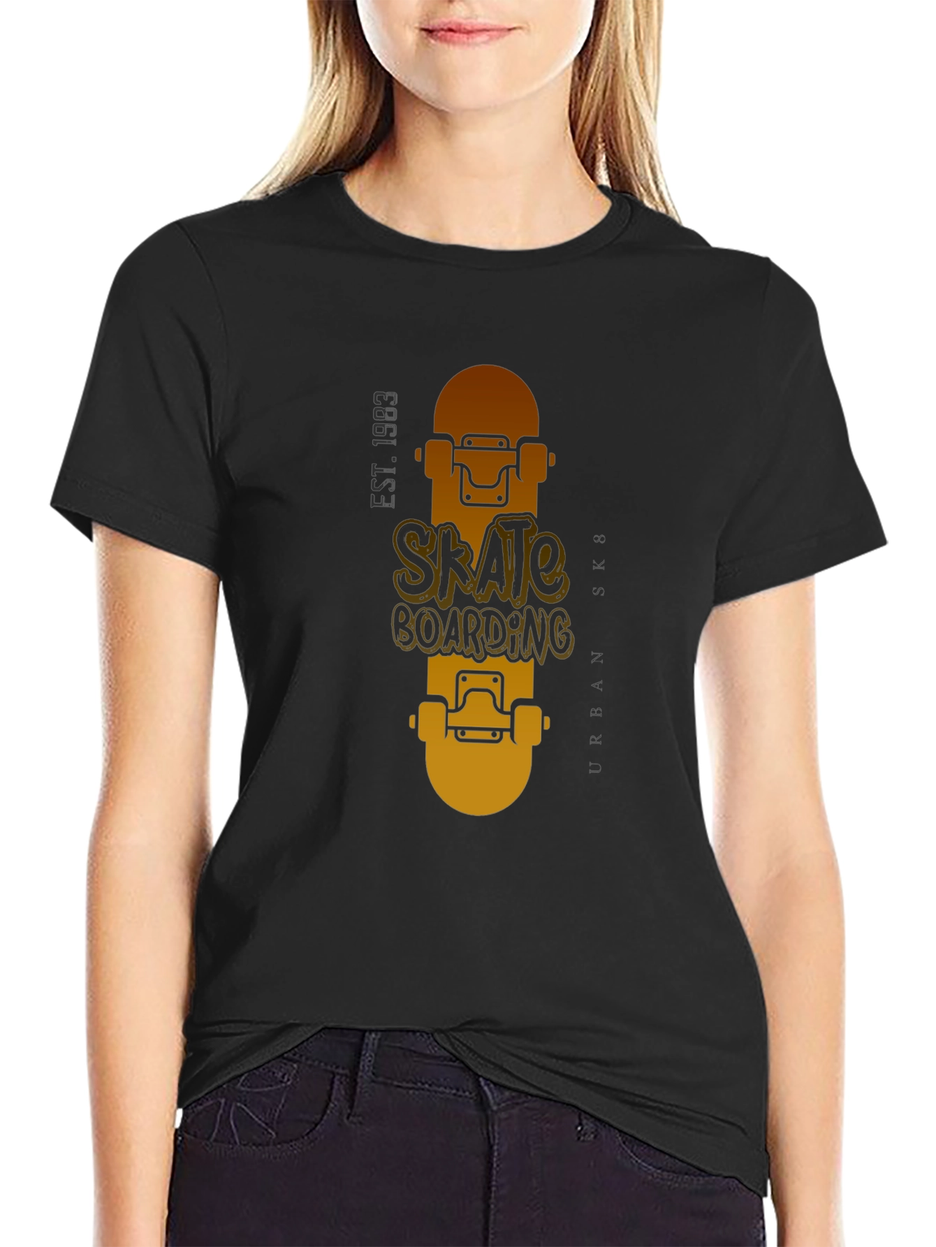 Skateboarding Graphic Tee - Black Urban Style