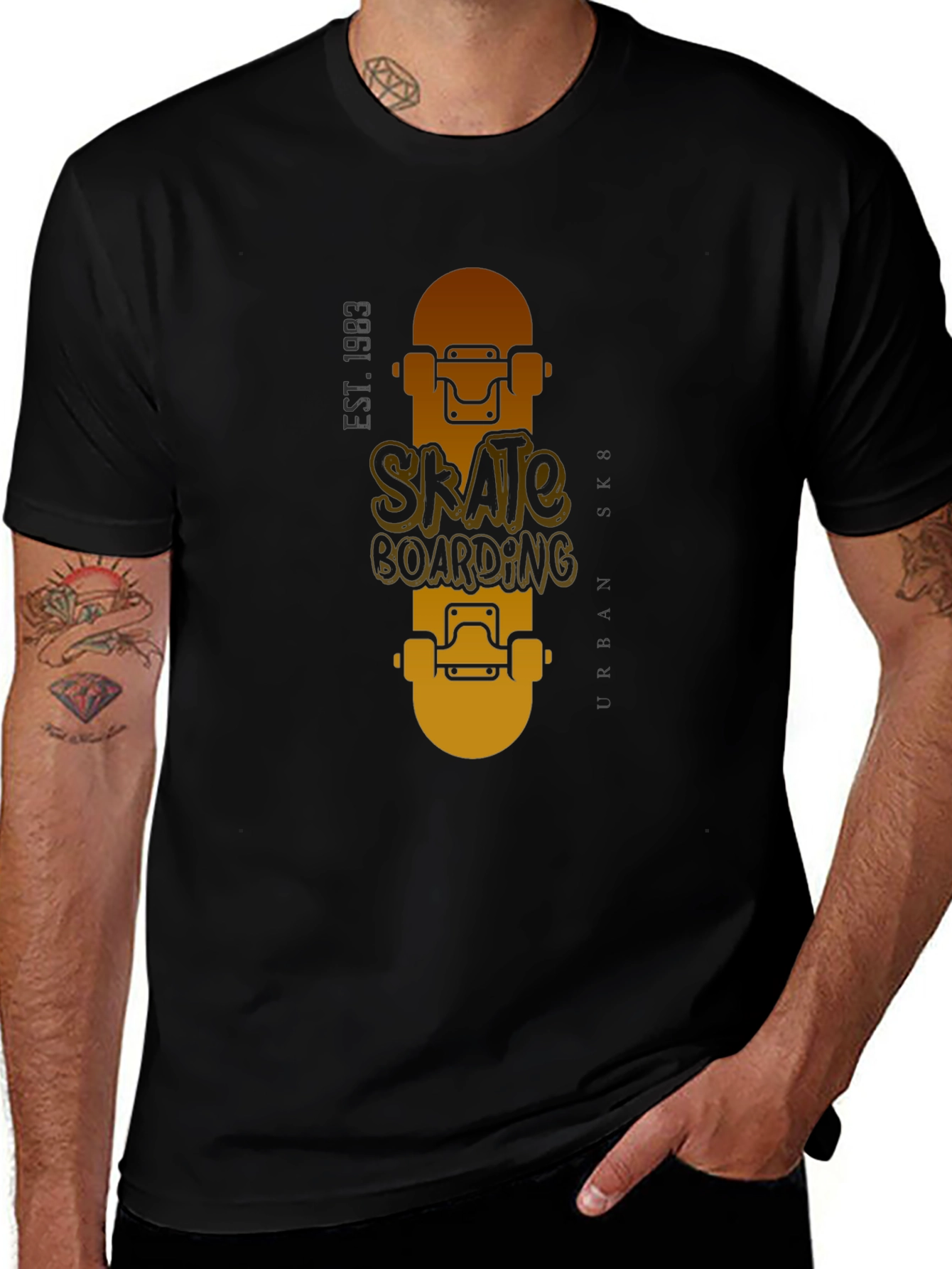 Skateboarding Graphic Tee - Black Urban Style