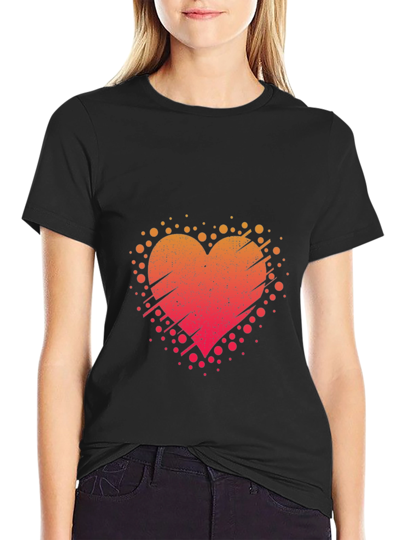 Heart Burst Black Tee - Artistic Graphic