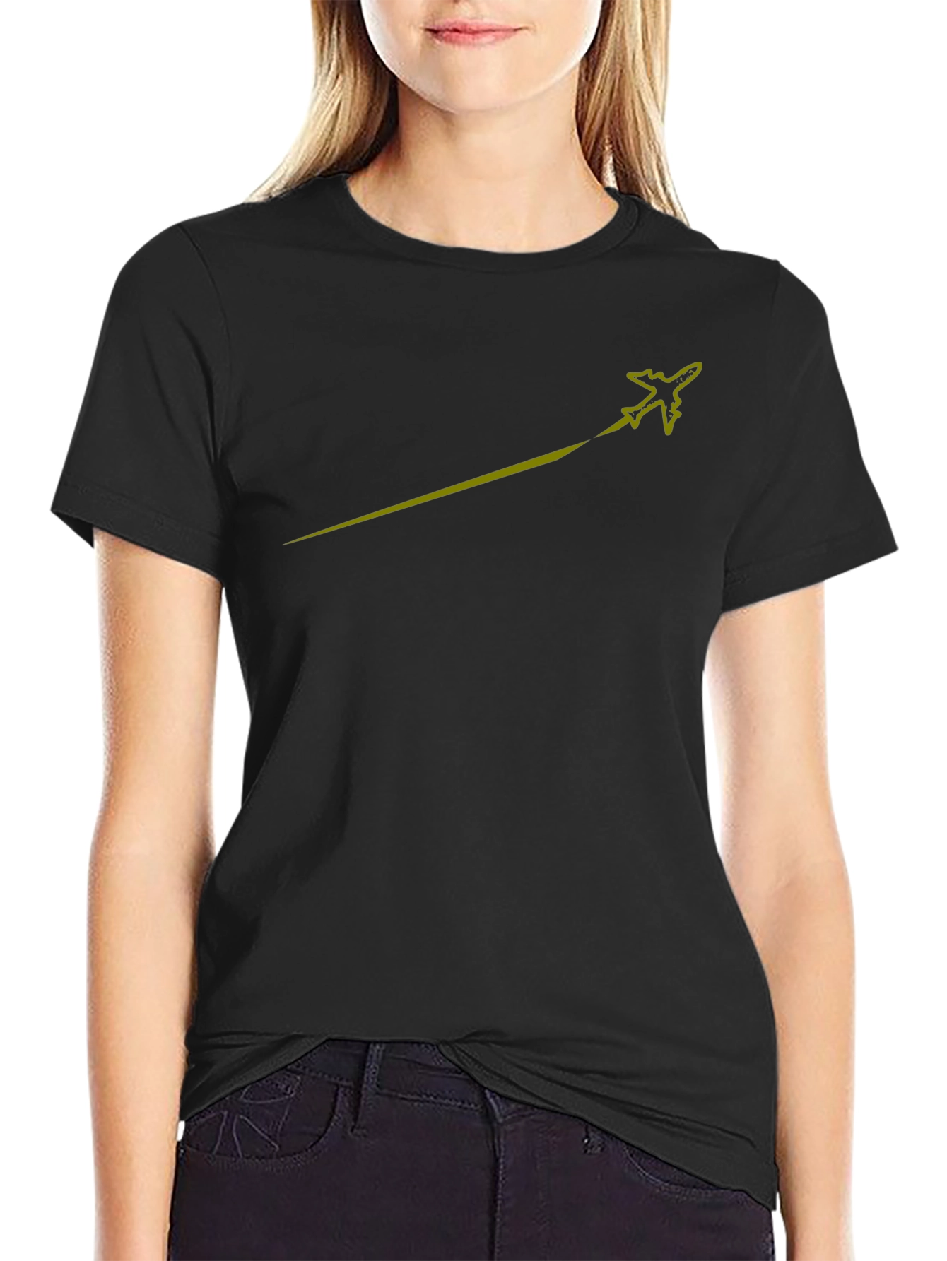 Airplane Graphic Tee - Black Cotton Comfort