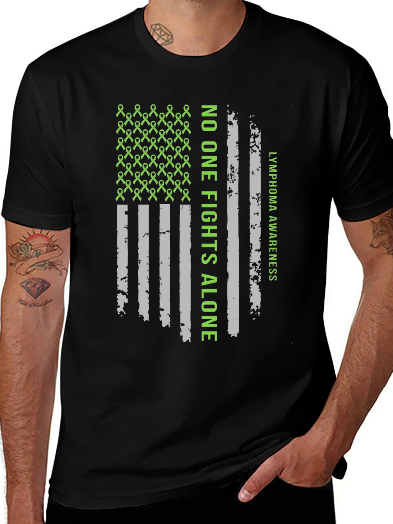 Lymphoma Awareness T-Shirt - No One Fights Alone