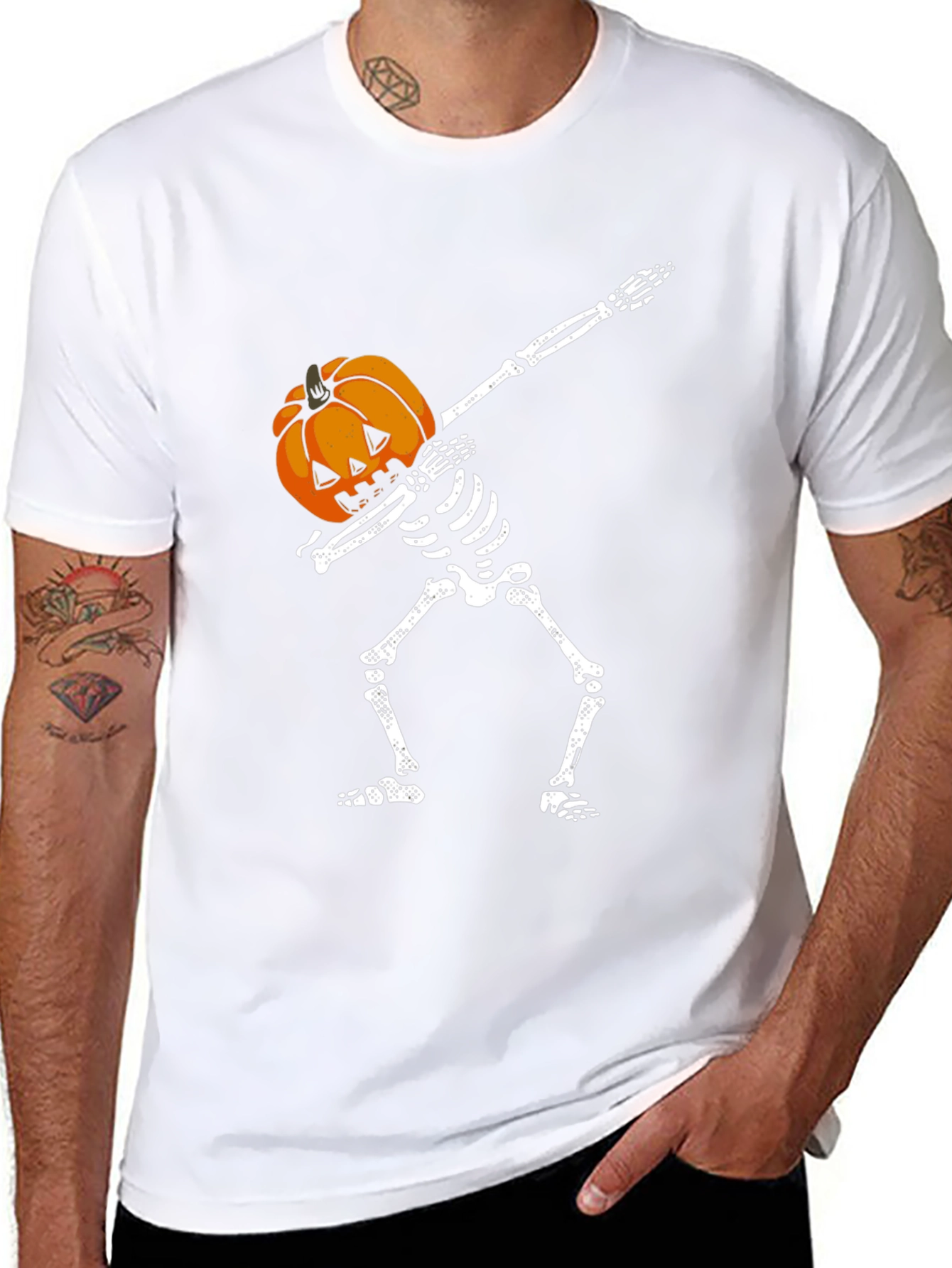 Skeleton Pumpkin Head Dab T-Shirt