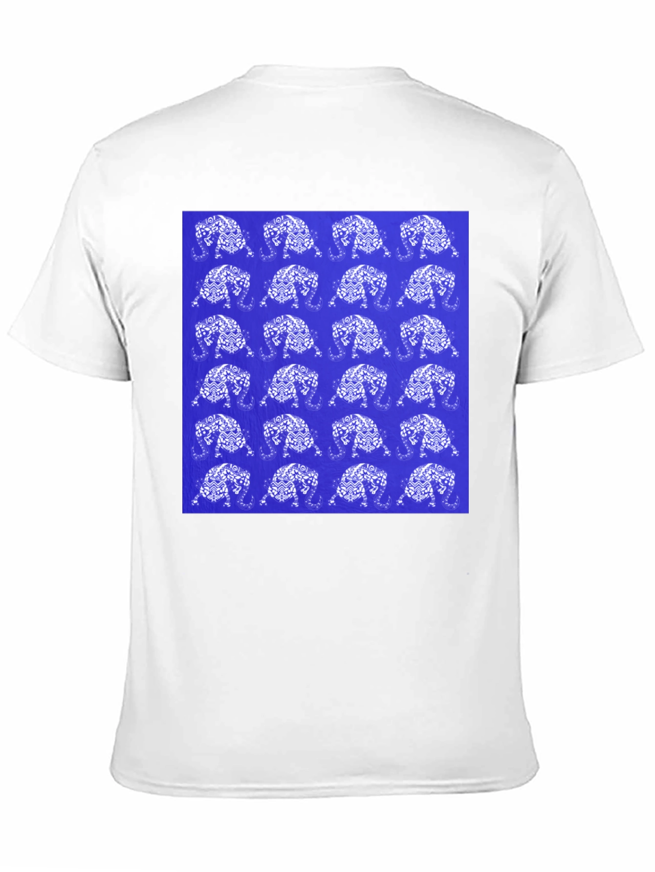 Patterned Elephant Print Crew Neck T-Shirt
