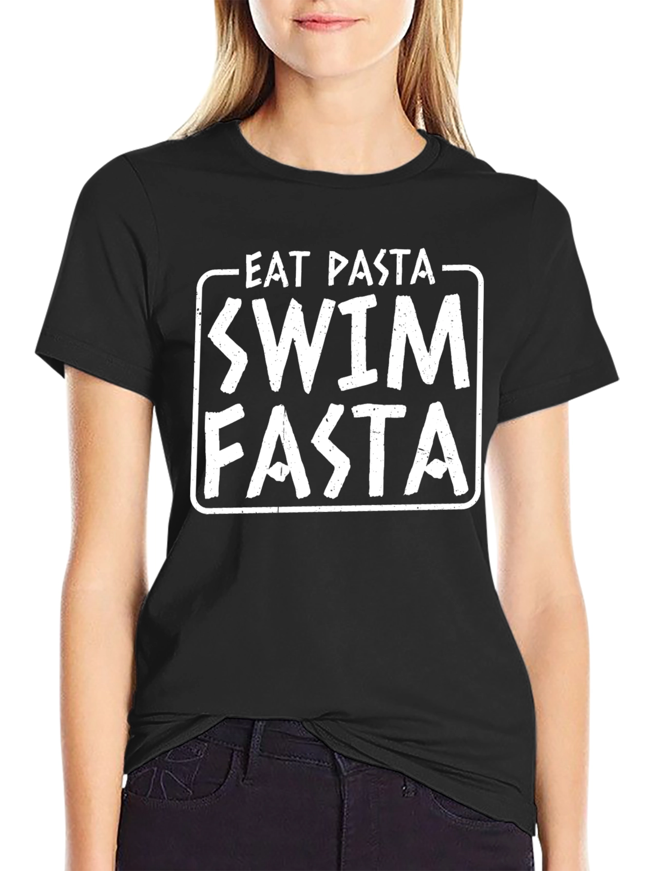 Eat Pasta Swim Fasta Mens Black T-Shirt