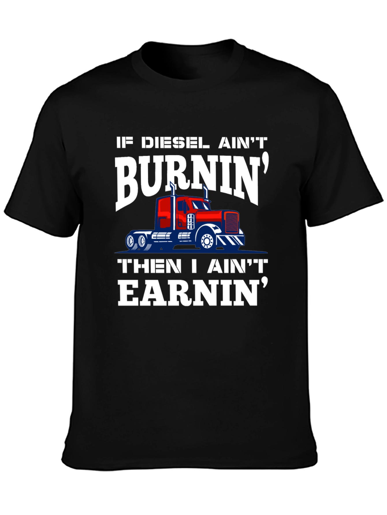 Diesel Burnin Trucker Tee - Black Graphic T-Shirt