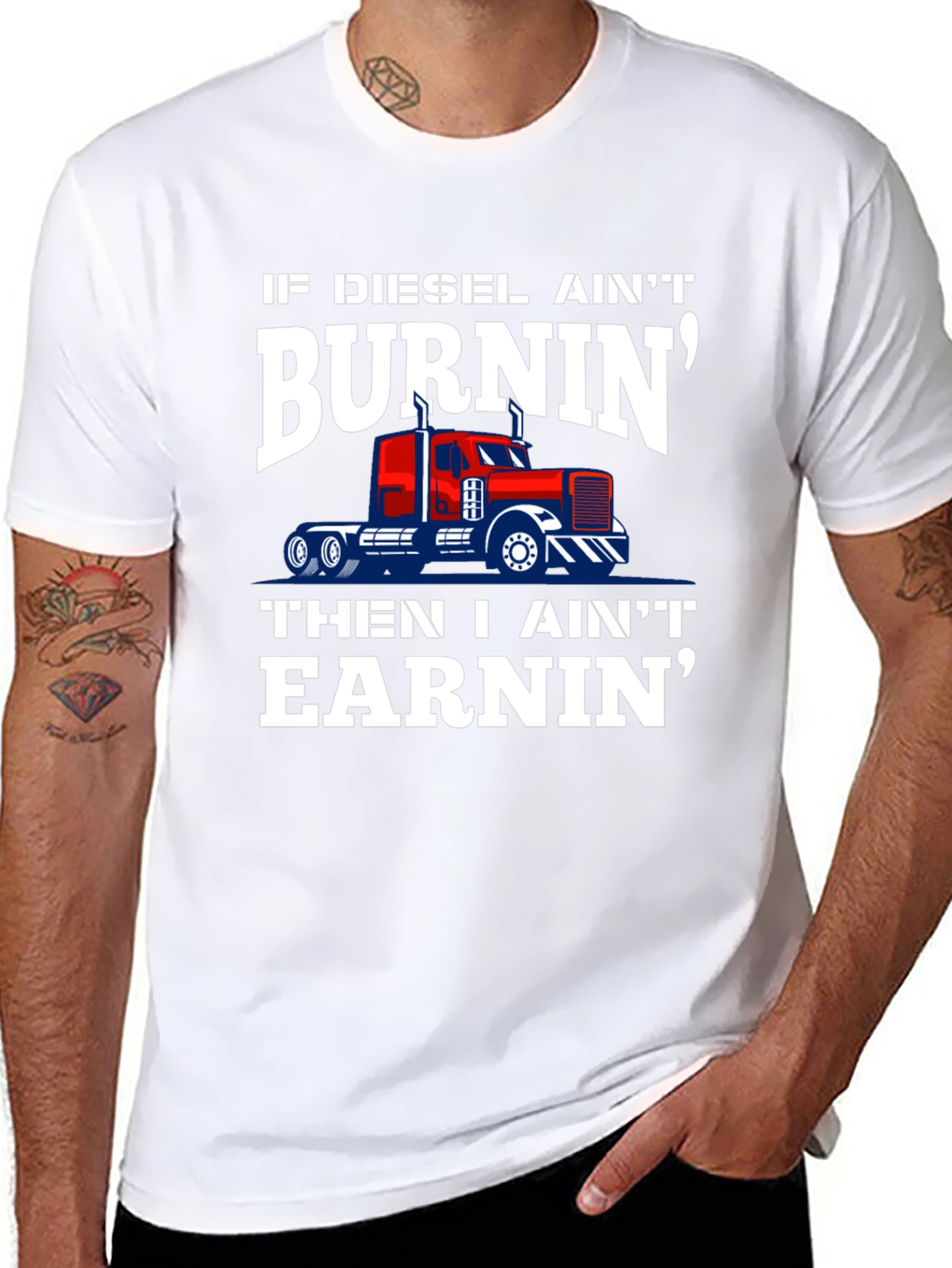 Diesel Burnin Trucker Tee - Black Graphic T-Shirt