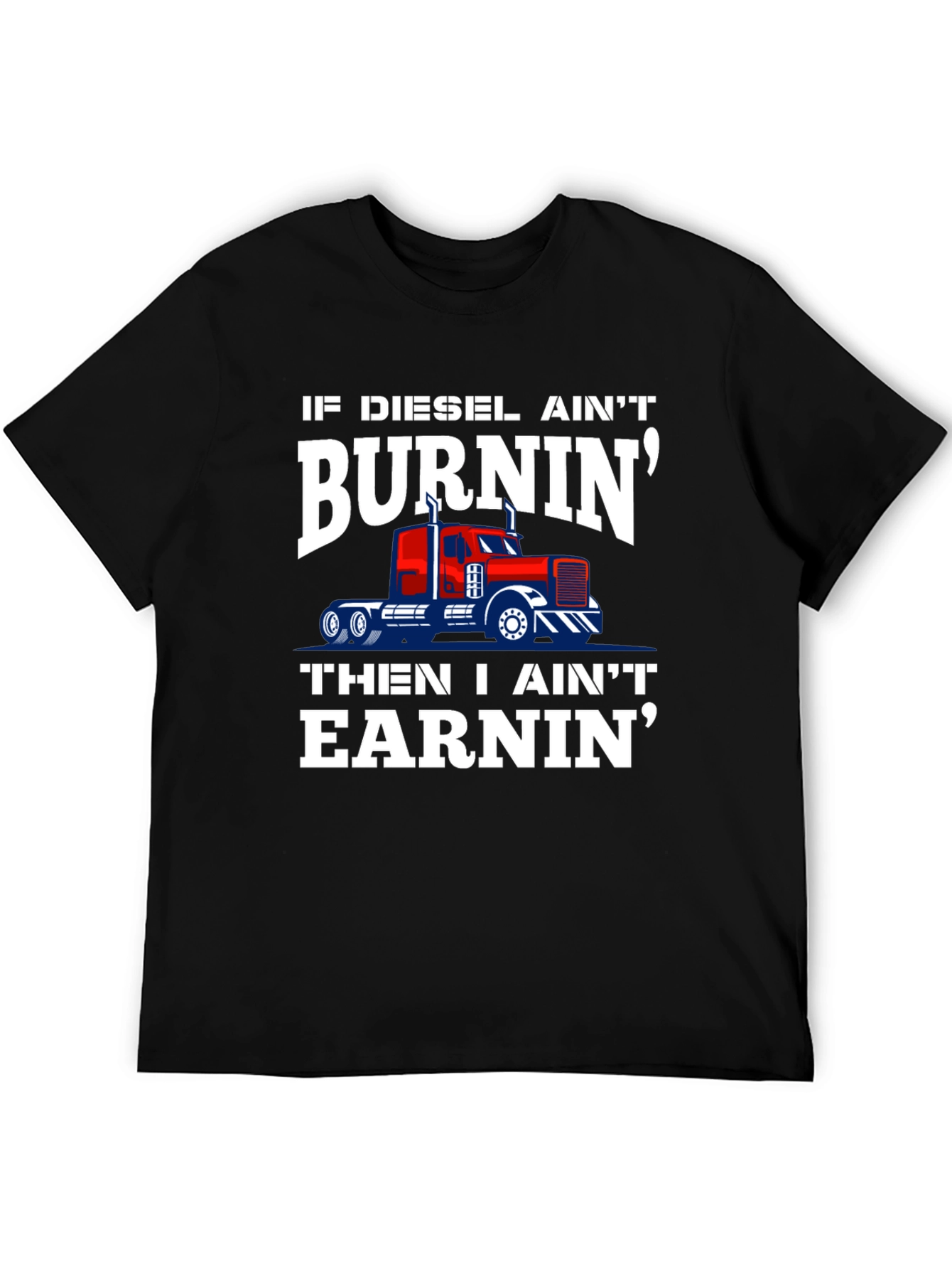Diesel Burnin Trucker Tee - Black Graphic T-Shirt