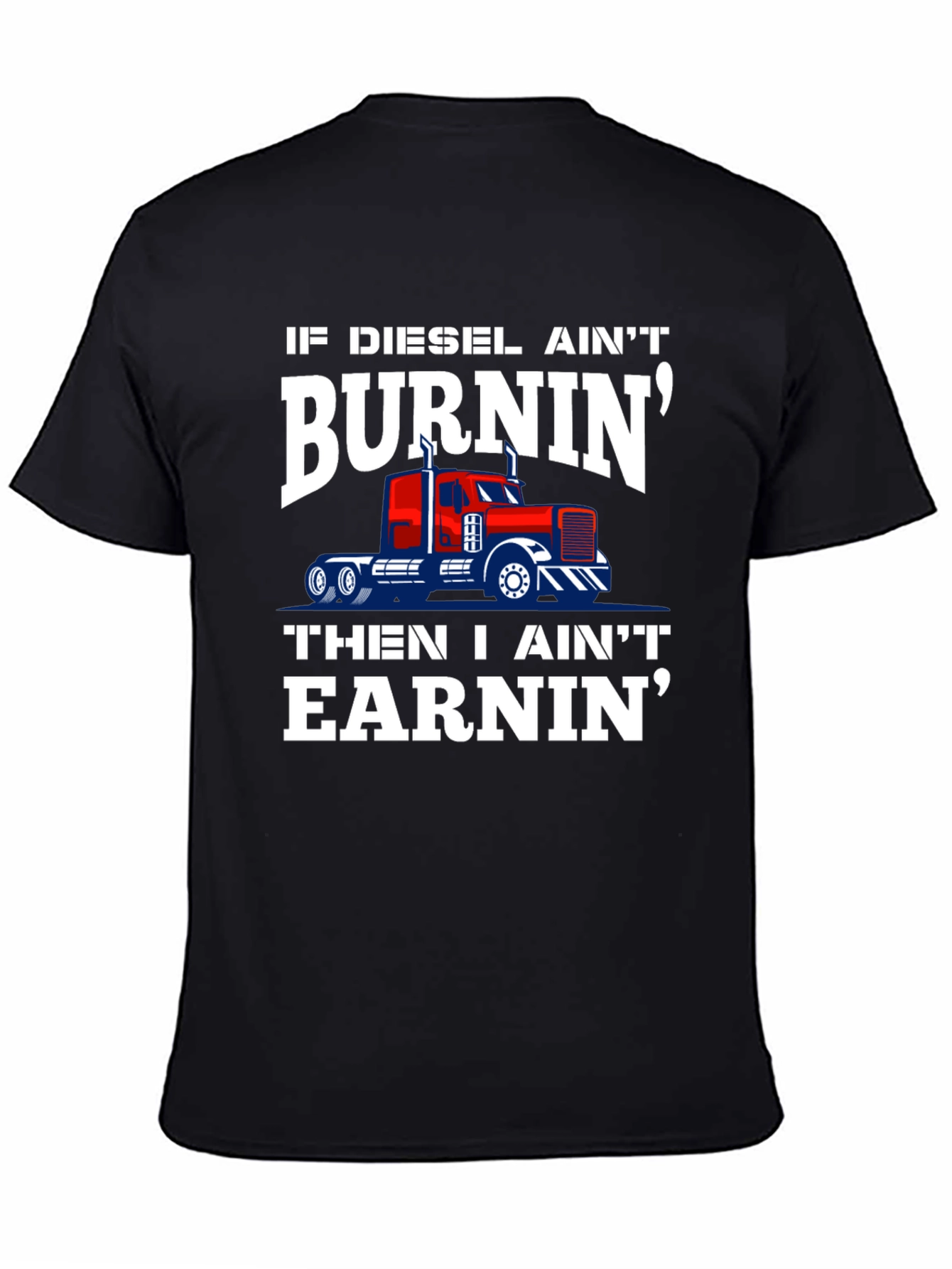 Diesel Burnin Trucker Tee - Black Graphic T-Shirt
