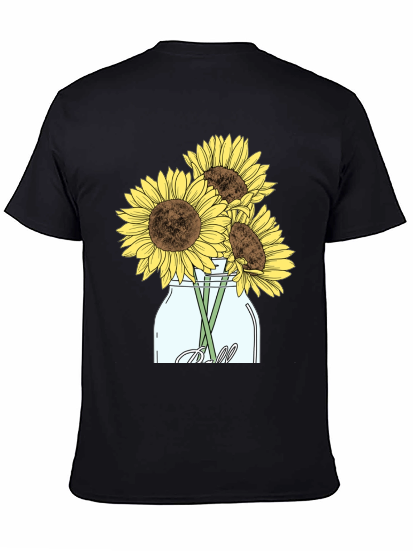 Sunflower Mason Jar Graphic Tee - Black