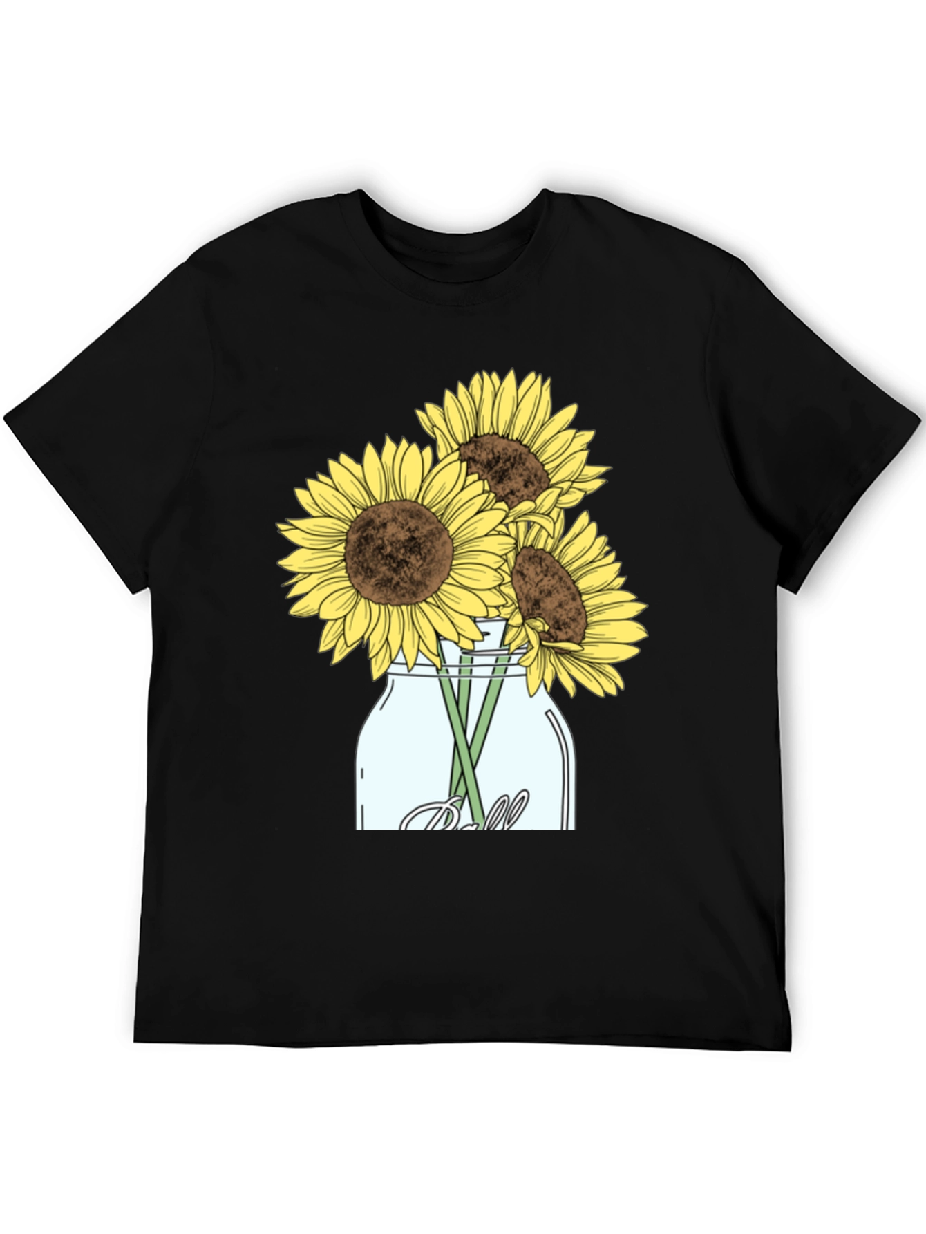 Sunflower Mason Jar Graphic Tee - Black