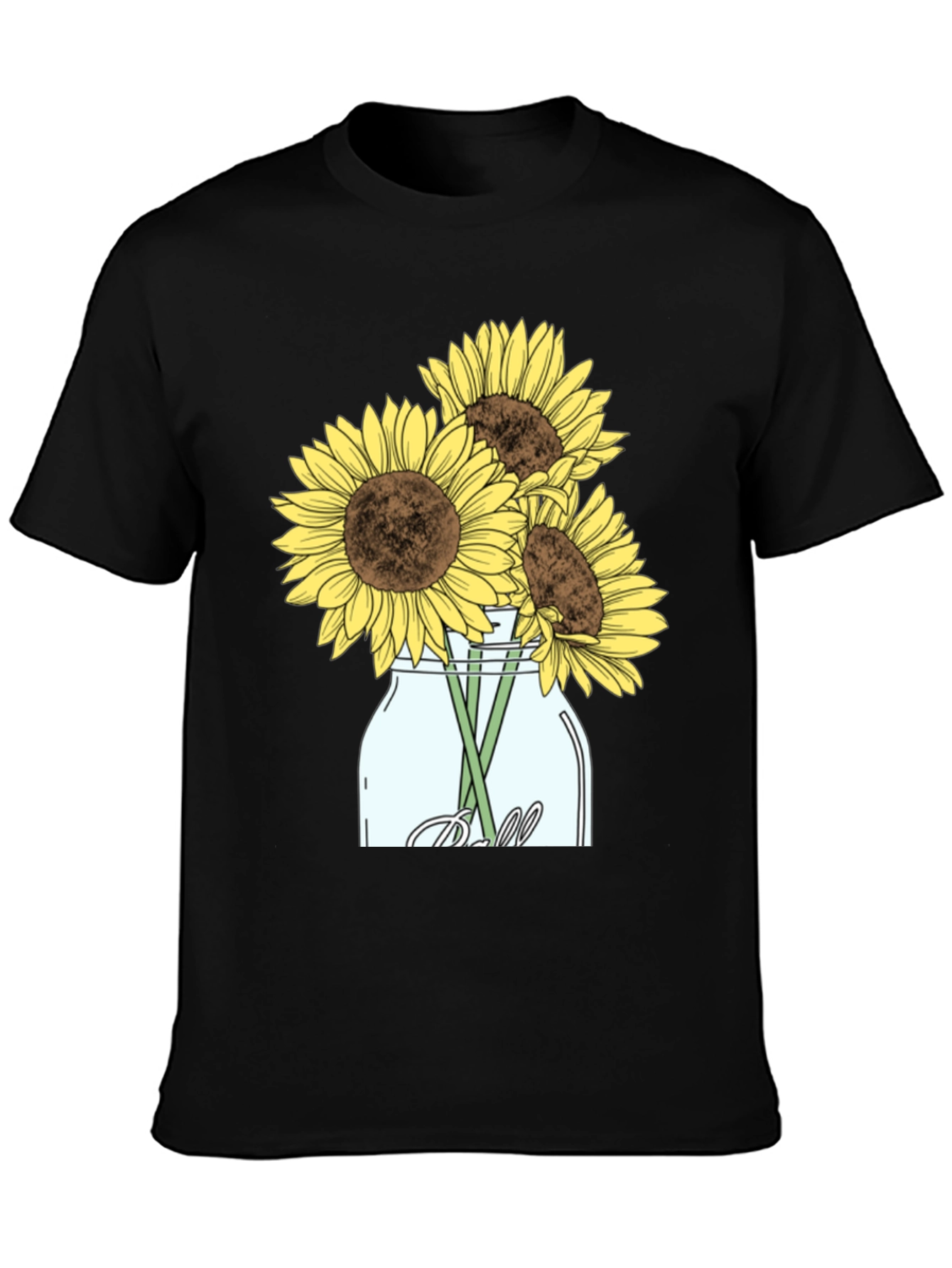 Sunflower Mason Jar Graphic Tee - Black