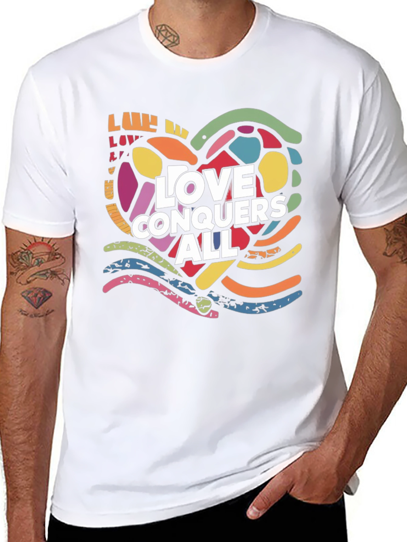 Love Conquers All Graphic Tee - Black Casual T-Shirt