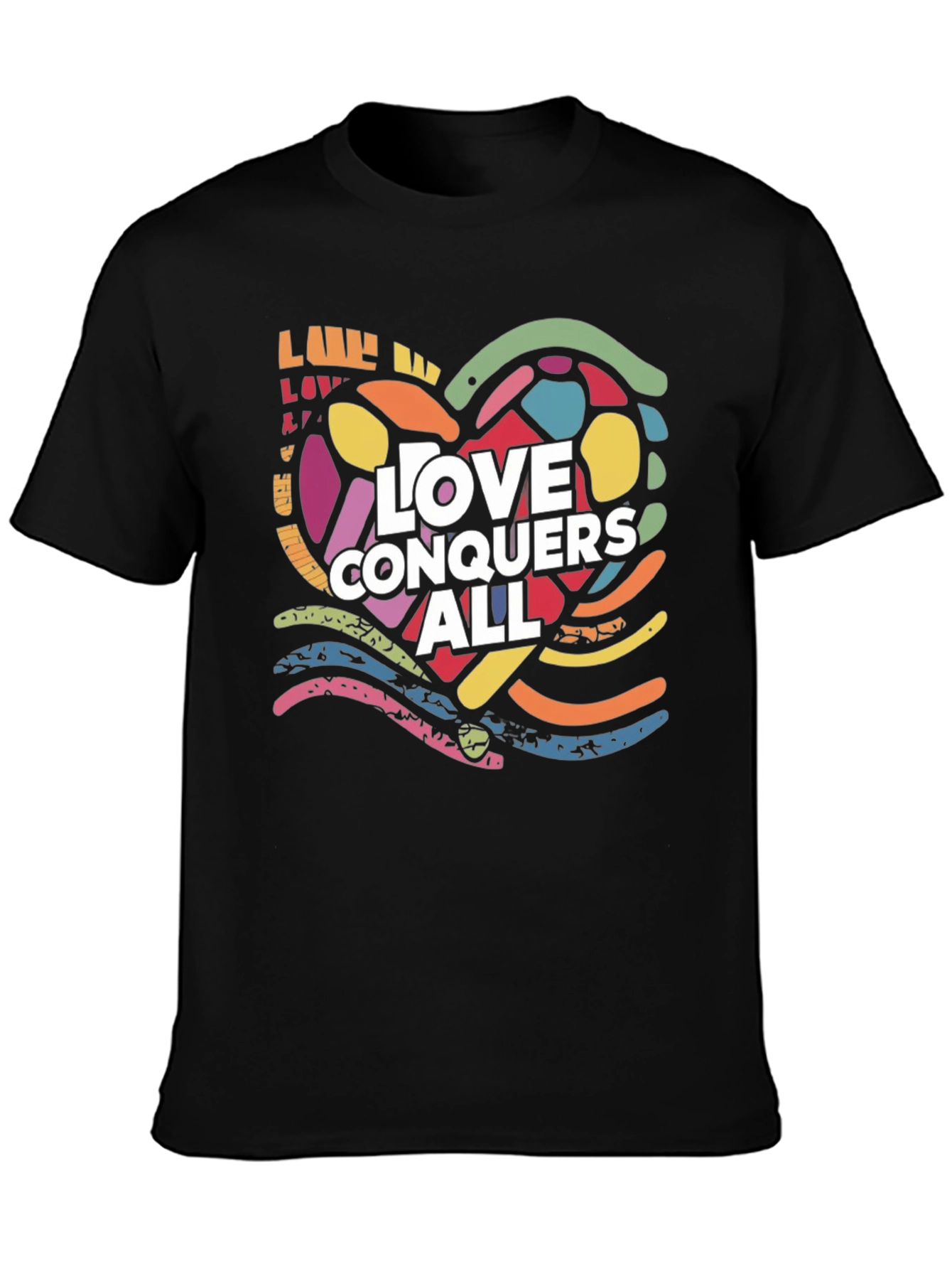 Love Conquers All Graphic Tee - Black Casual T-Shirt