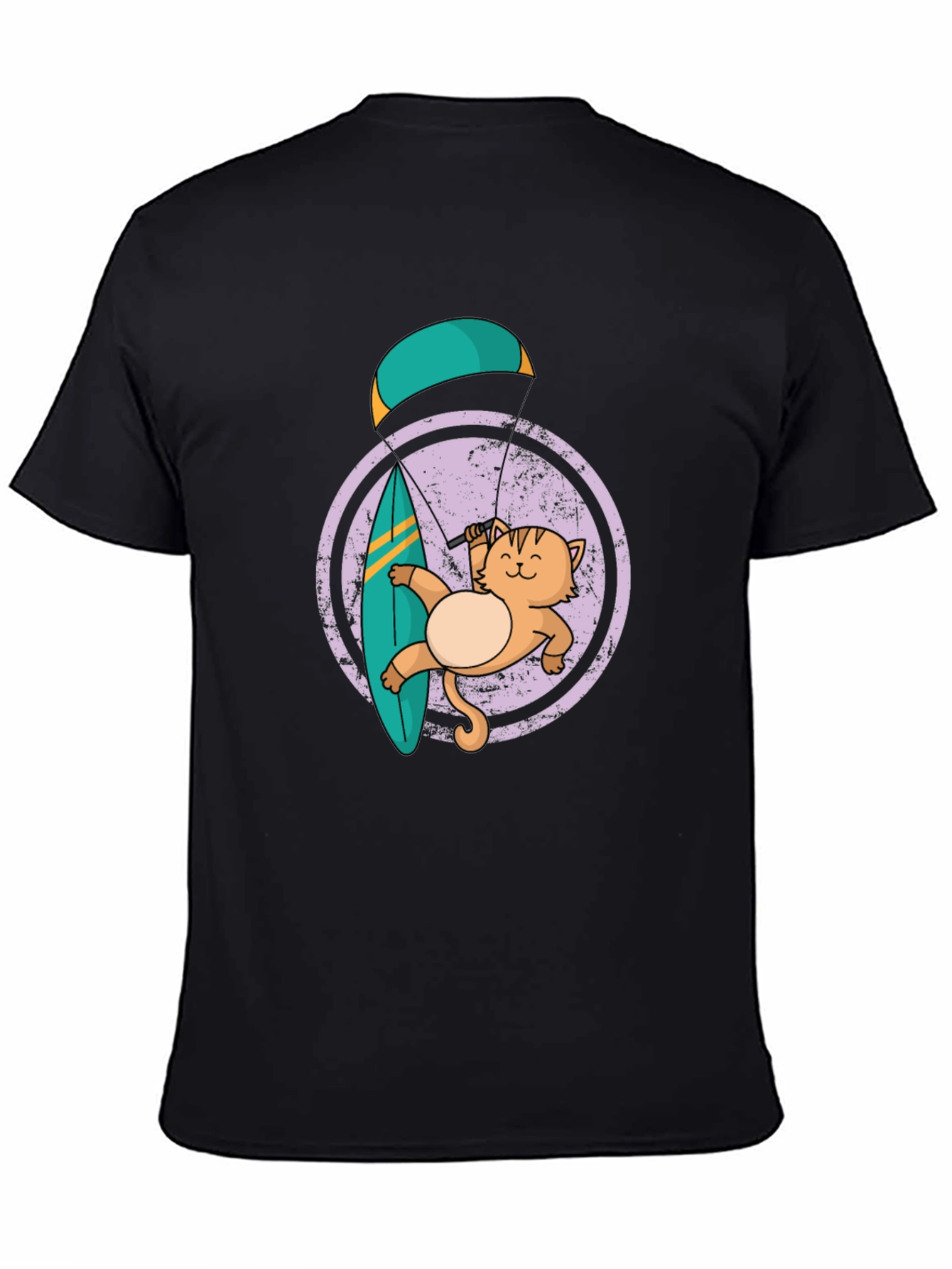 Cat Surfing with Parachute Graphic Tee