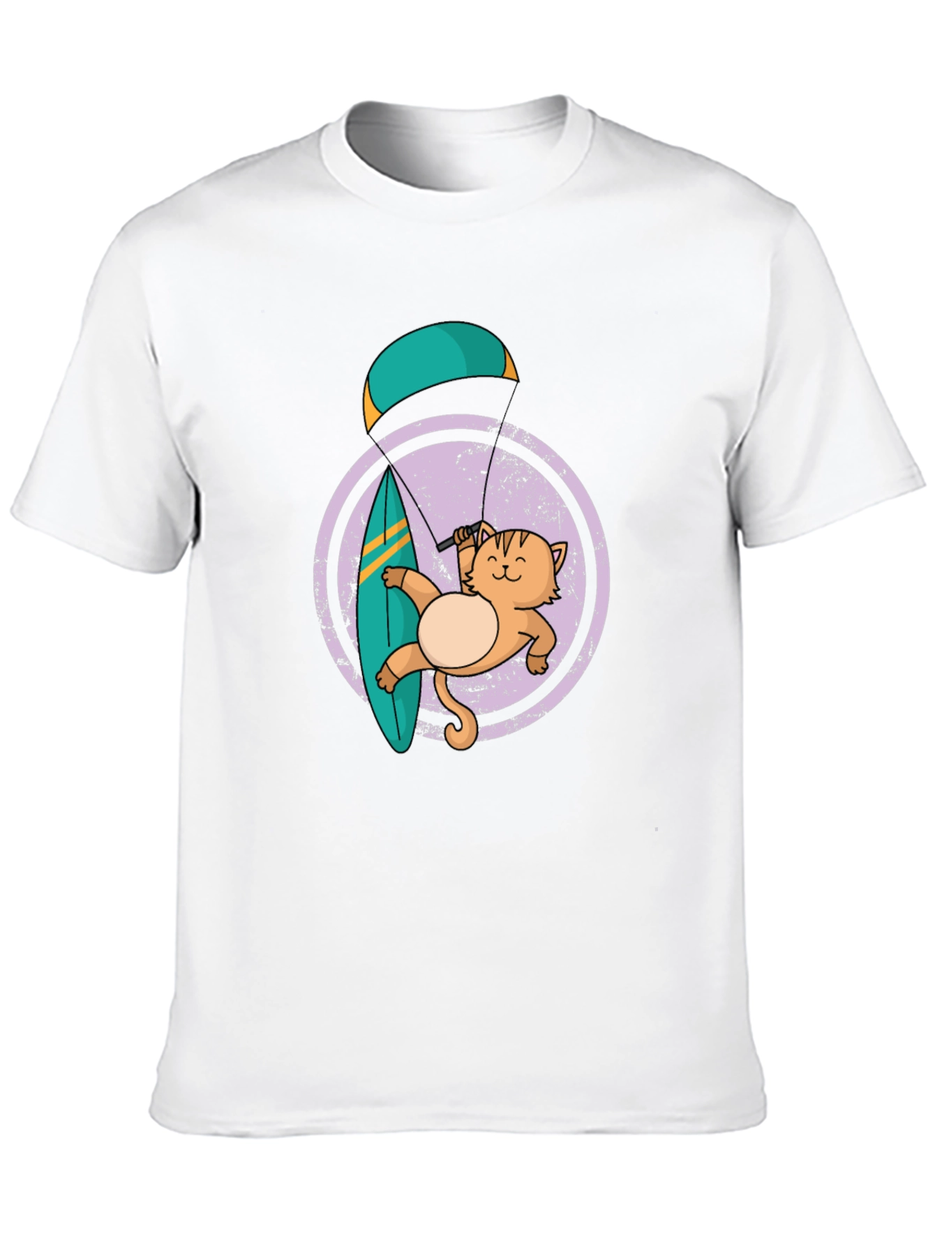 Cat Surfing with Parachute Graphic Tee