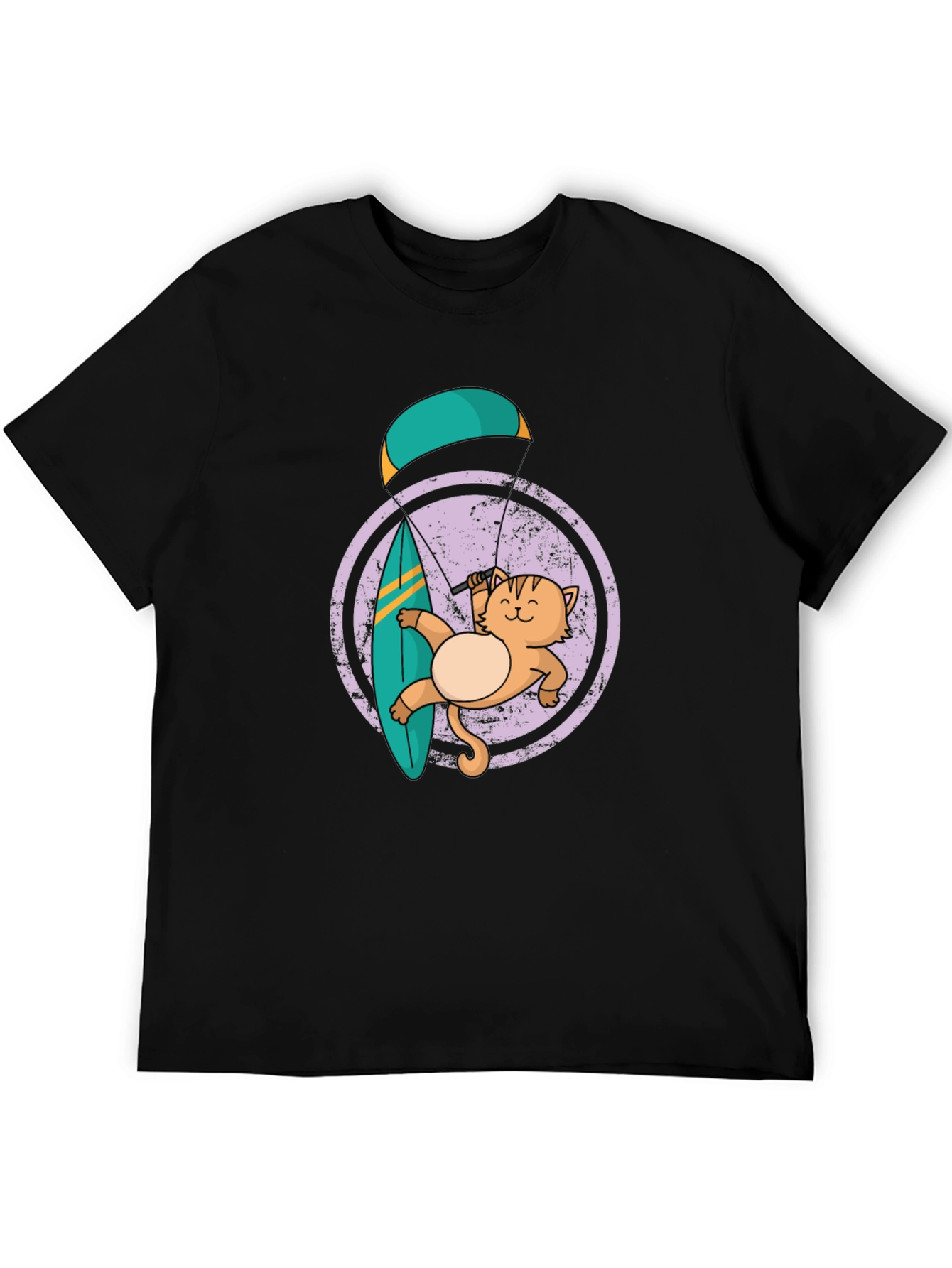 Cat Surfing with Parachute Graphic Tee