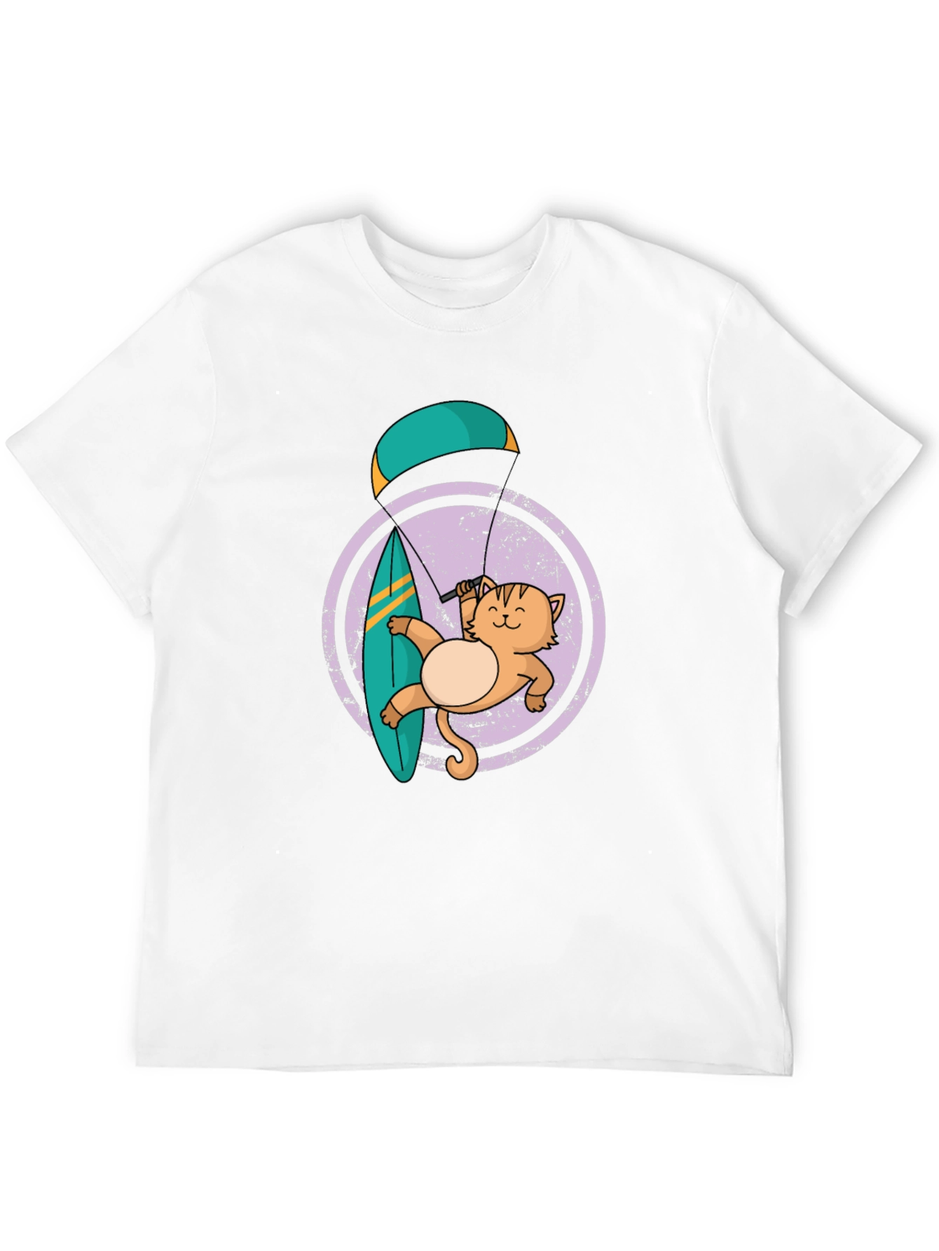 Cat Surfing with Parachute Graphic Tee