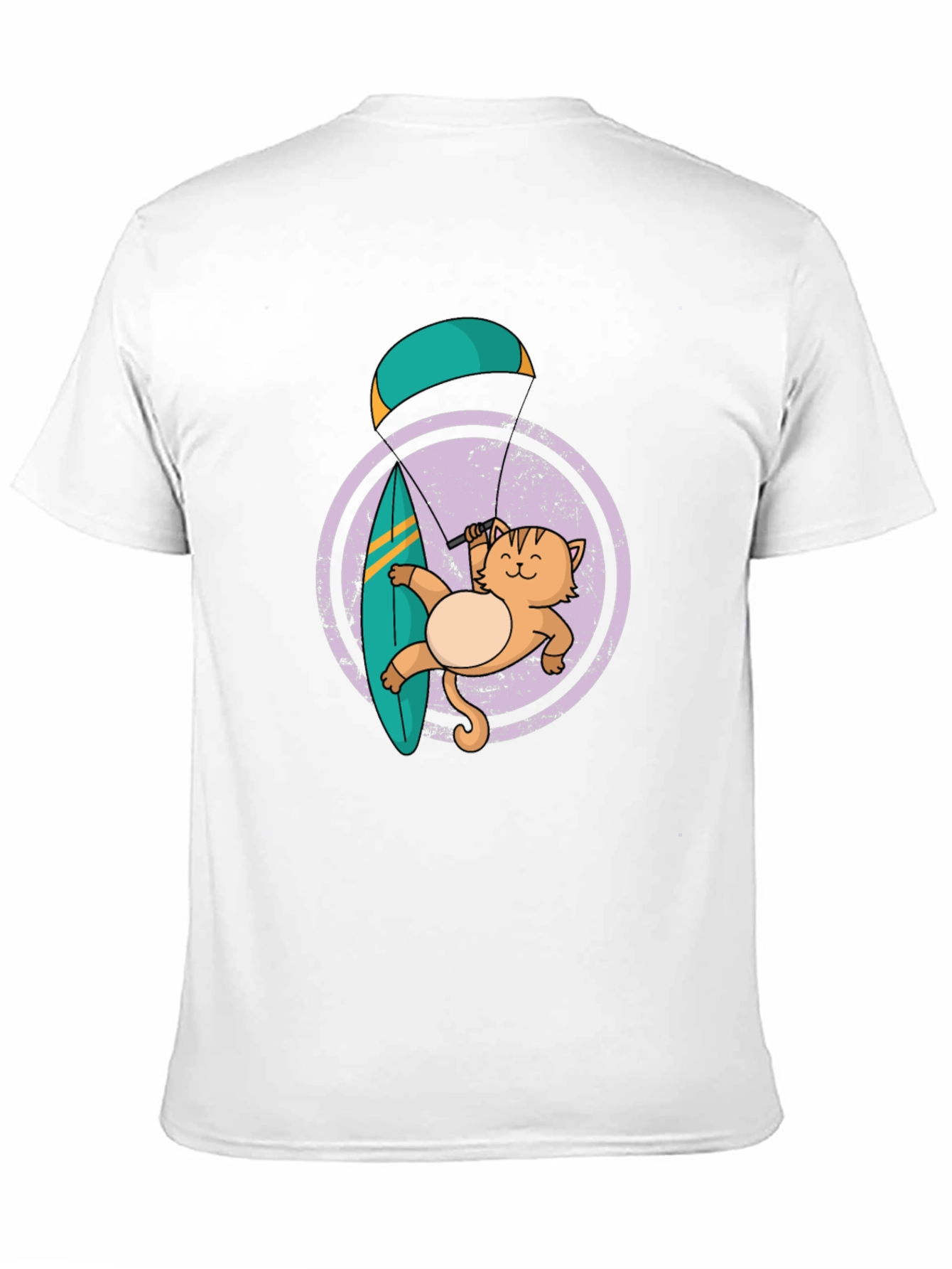 Cat Surfing with Parachute Graphic Tee