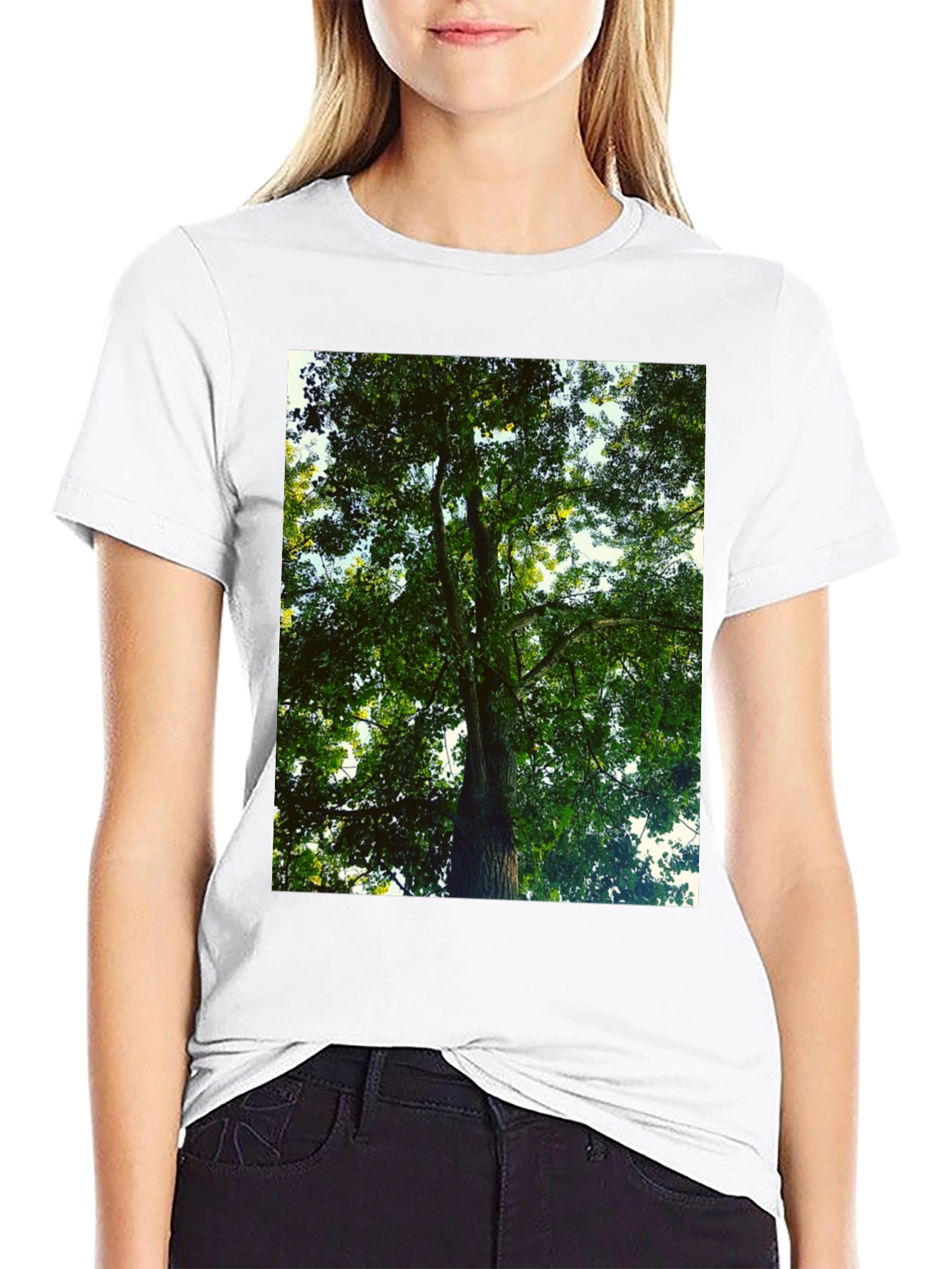 Nature Tree Graphic Tee - Black Cotton T-Shirt