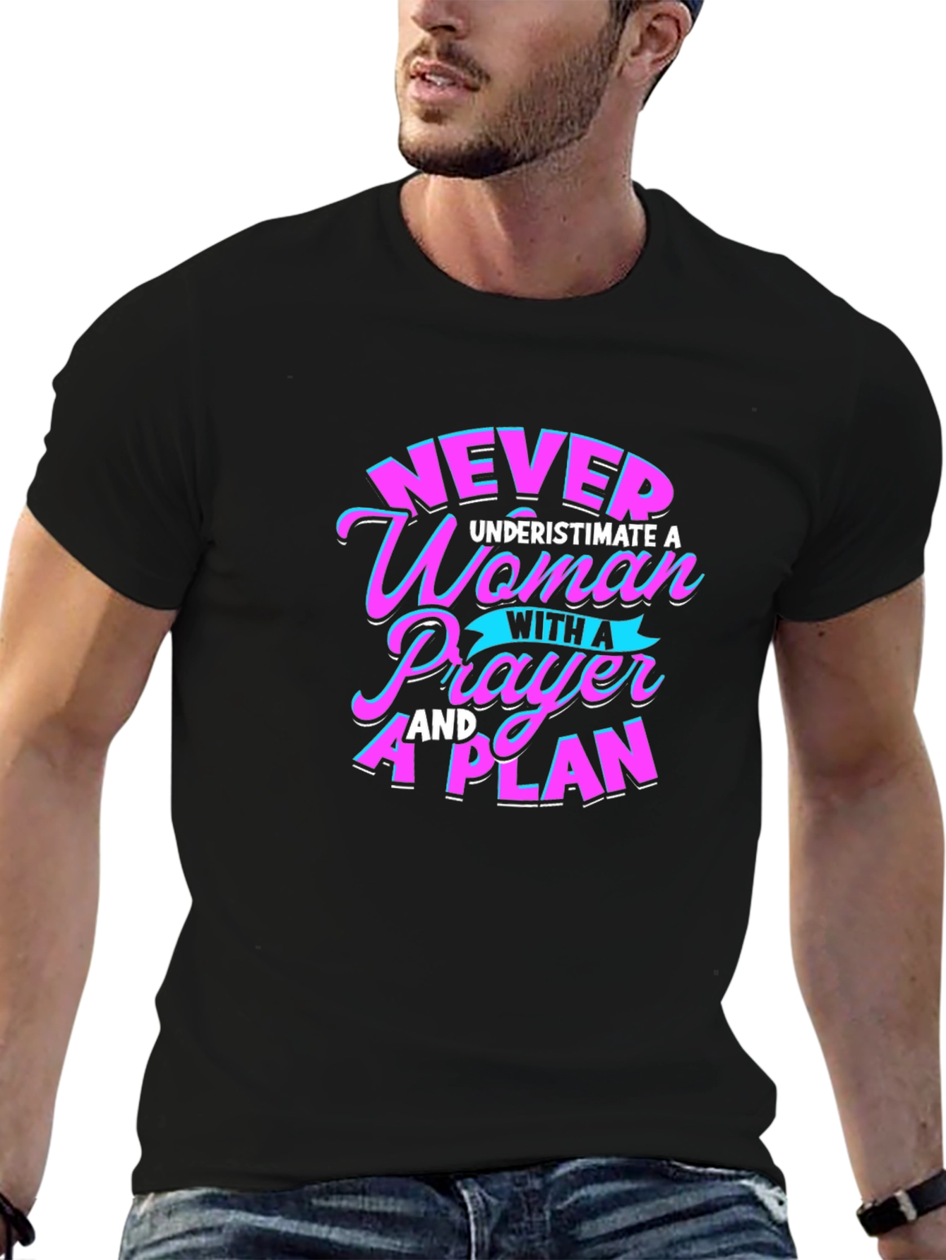 Woman with a Prayer & Plan Black Tee