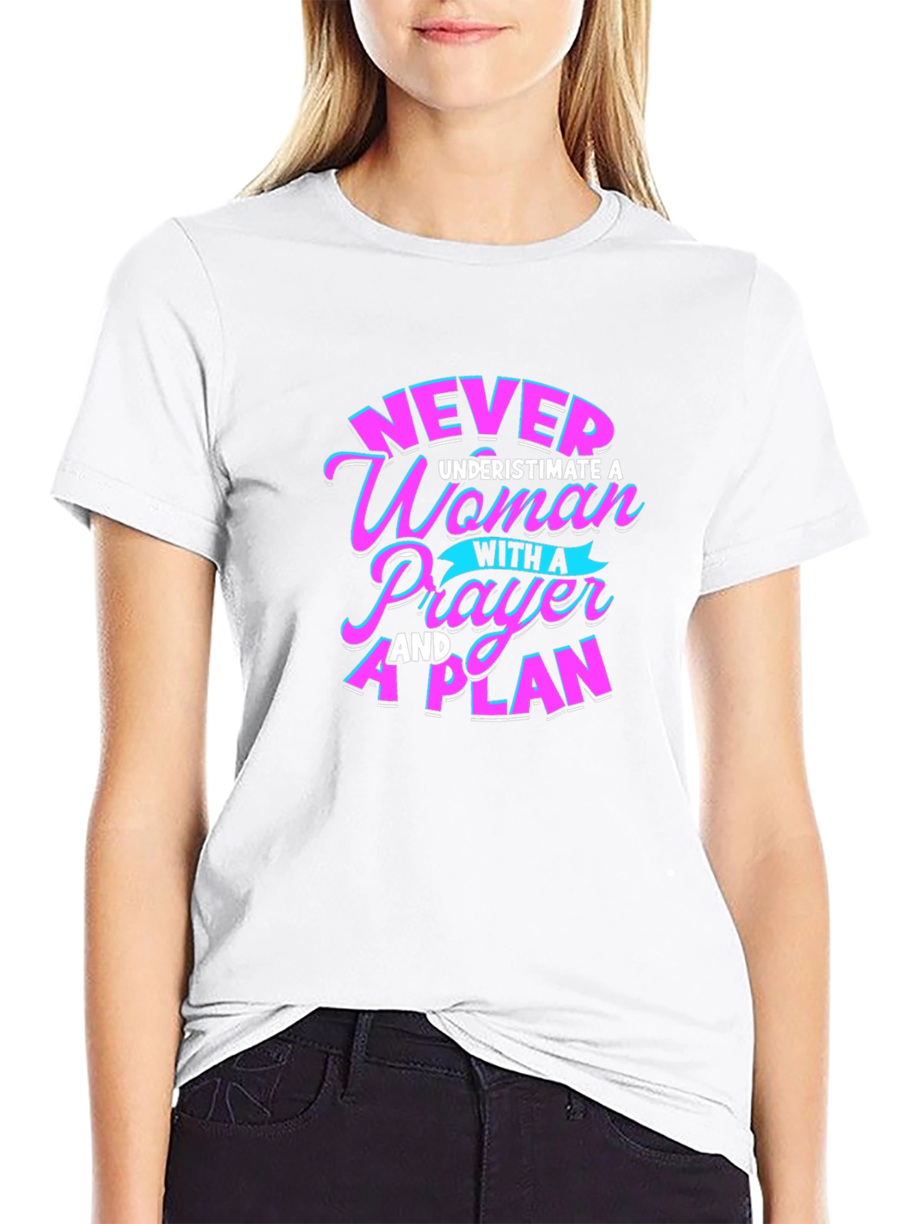 Woman with a Prayer & Plan Black Tee