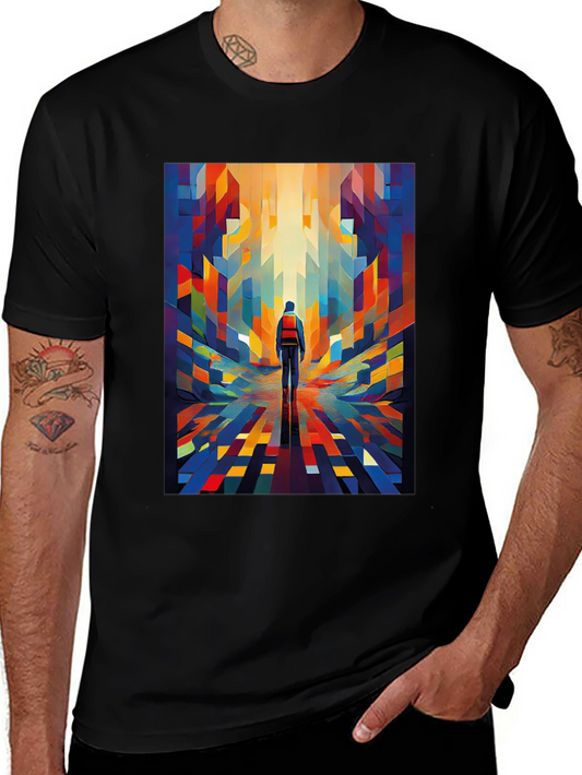 Abstract Path T-Shirt: Colorful Modern Design