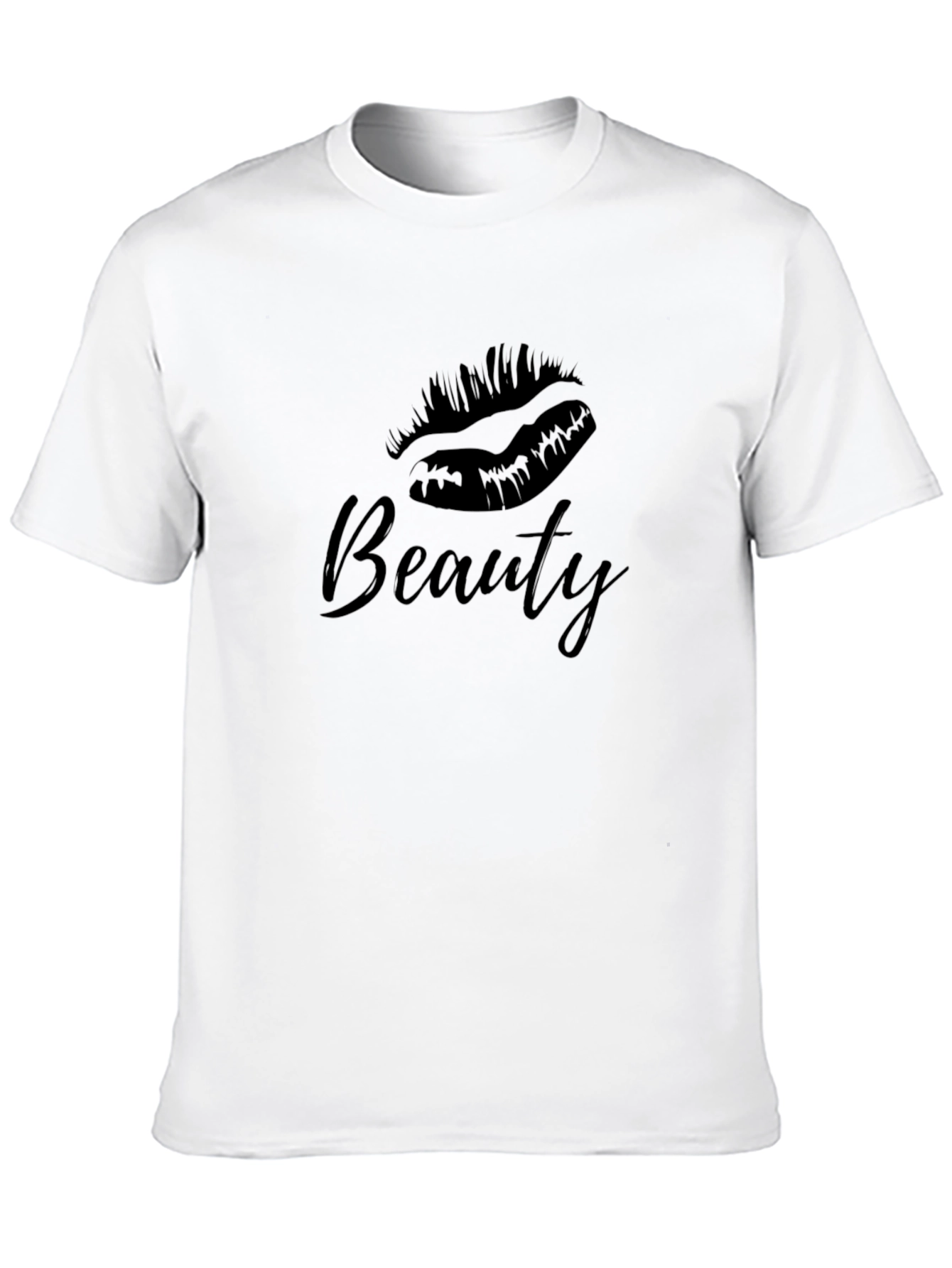 Beauty Lips Graphic Print T-Shirt - Casual Style