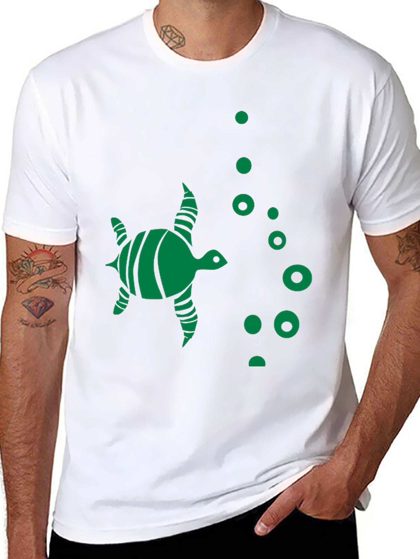Turtle Graphic Tee - Black Crew Neck T-Shirt