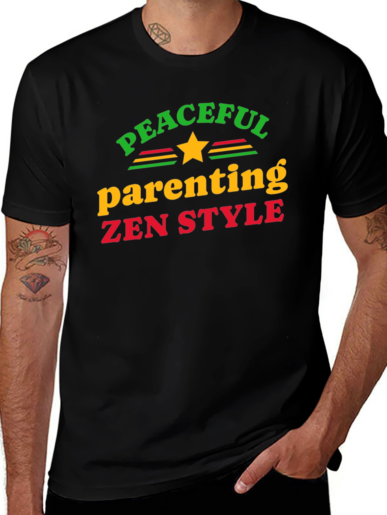 Peaceful Parenting Zen Style Black T-Shirt