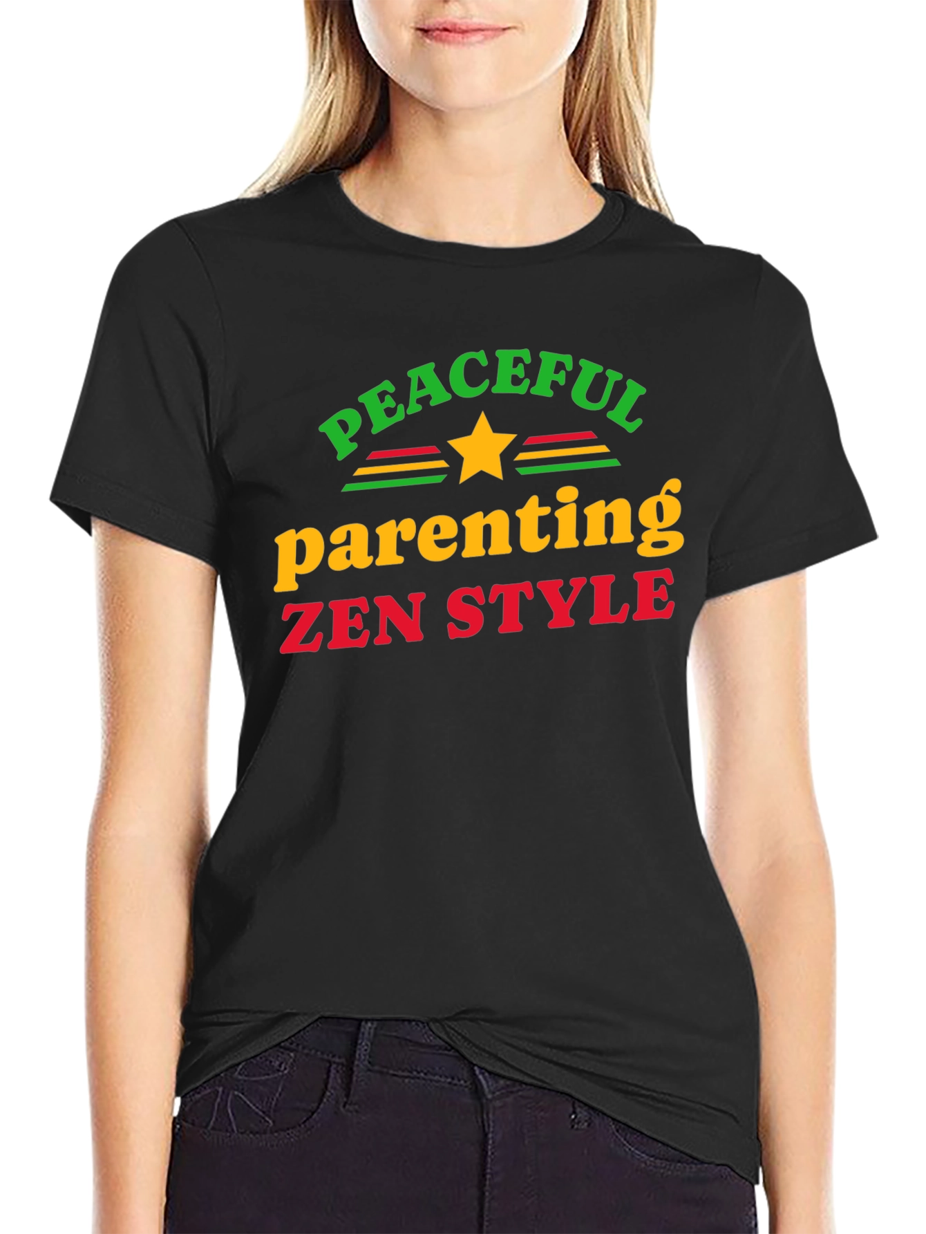 Peaceful Parenting Zen Style Black T-Shirt
