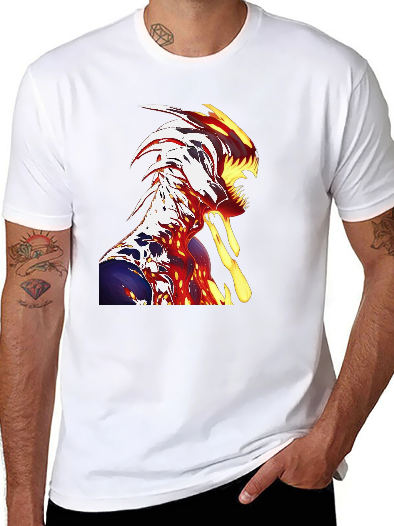 Fiery Monster Graphic T-Shirt - Unique Design