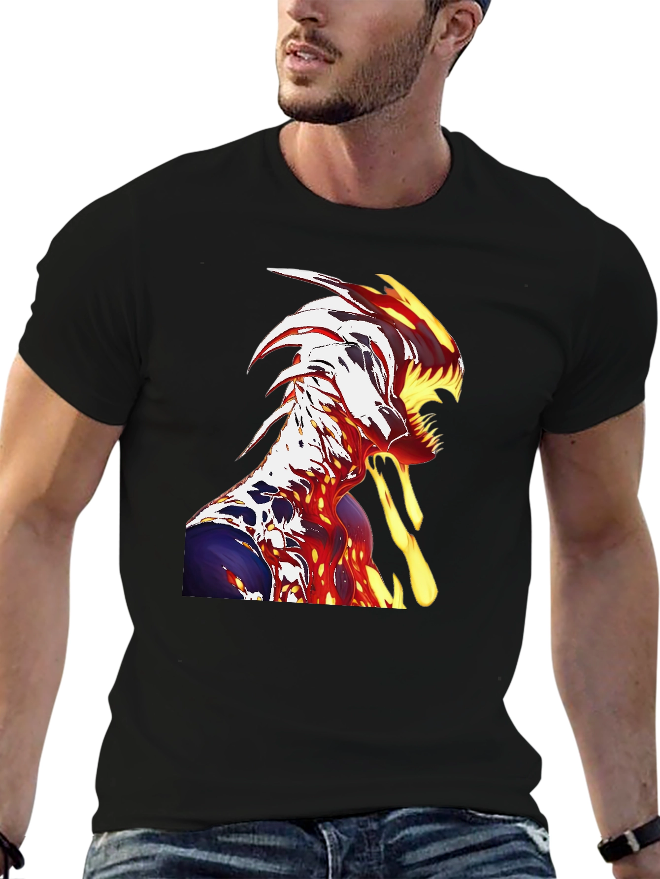 Fiery Monster Graphic T-Shirt - Unique Design