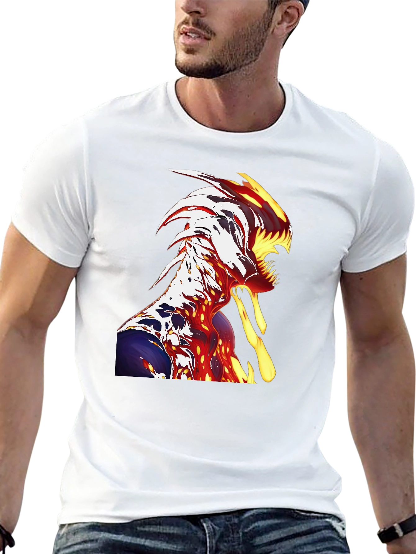 Fiery Monster Graphic T-Shirt - Unique Design