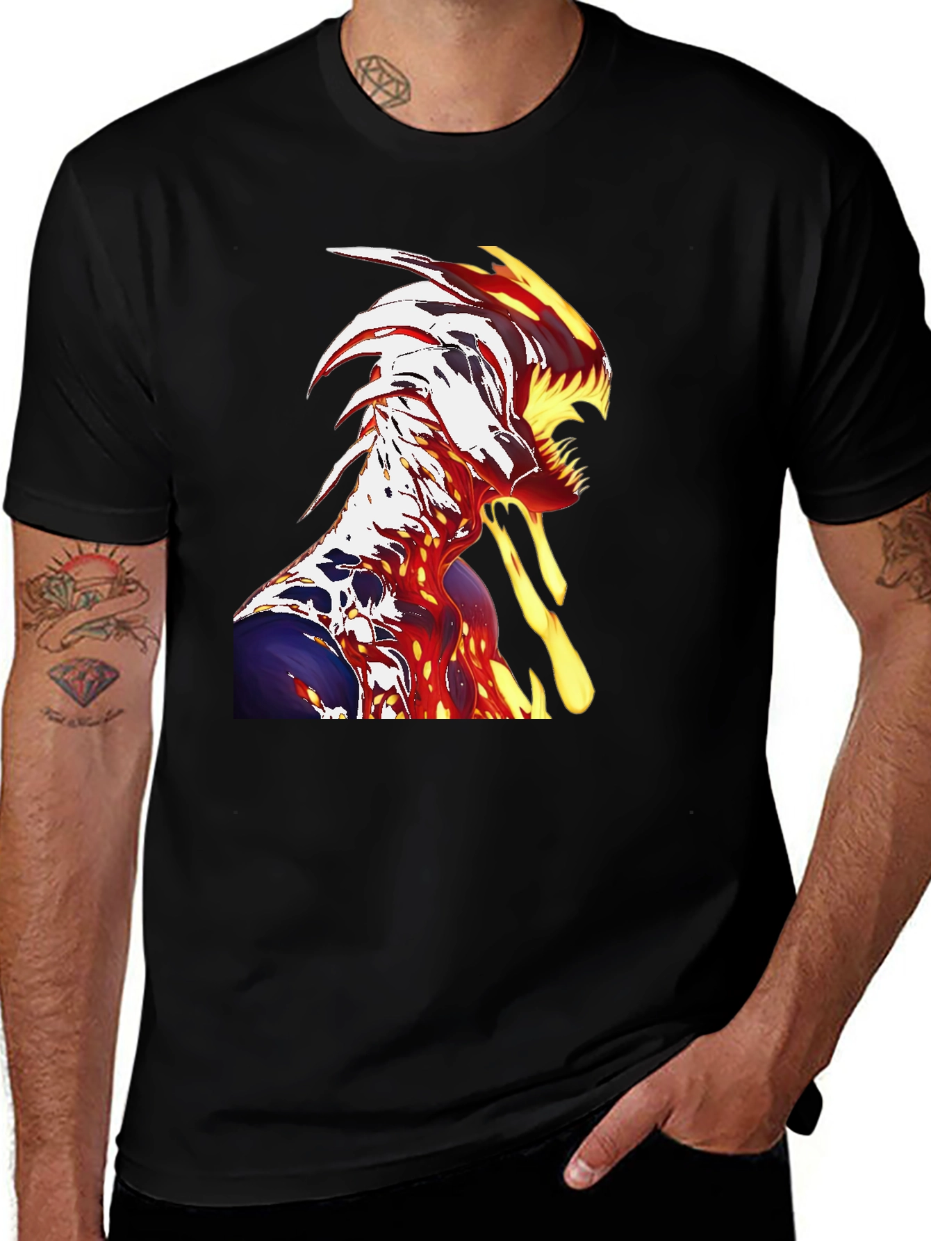 Fiery Monster Graphic T-Shirt - Unique Design