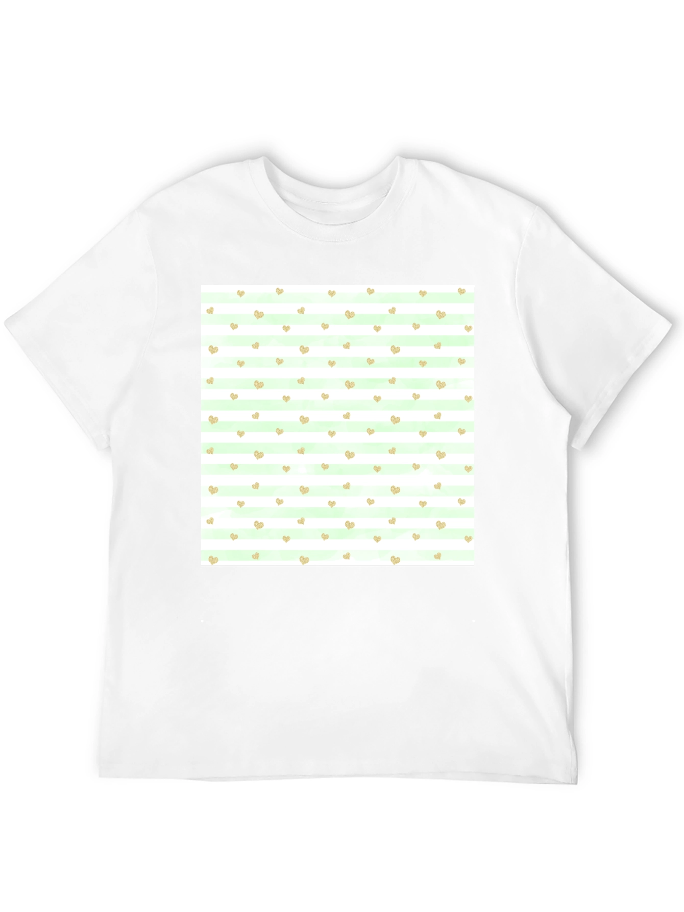 Striped Heart Pattern Black Tee