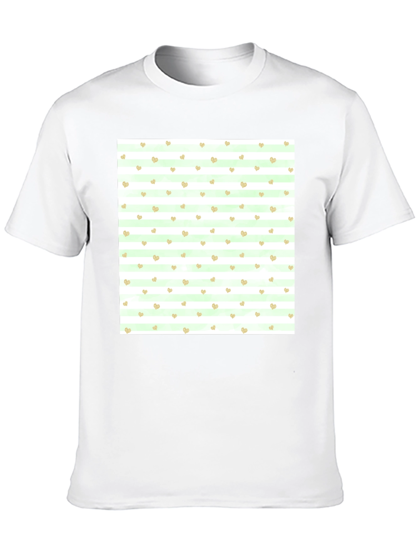 Striped Heart Pattern Black Tee
