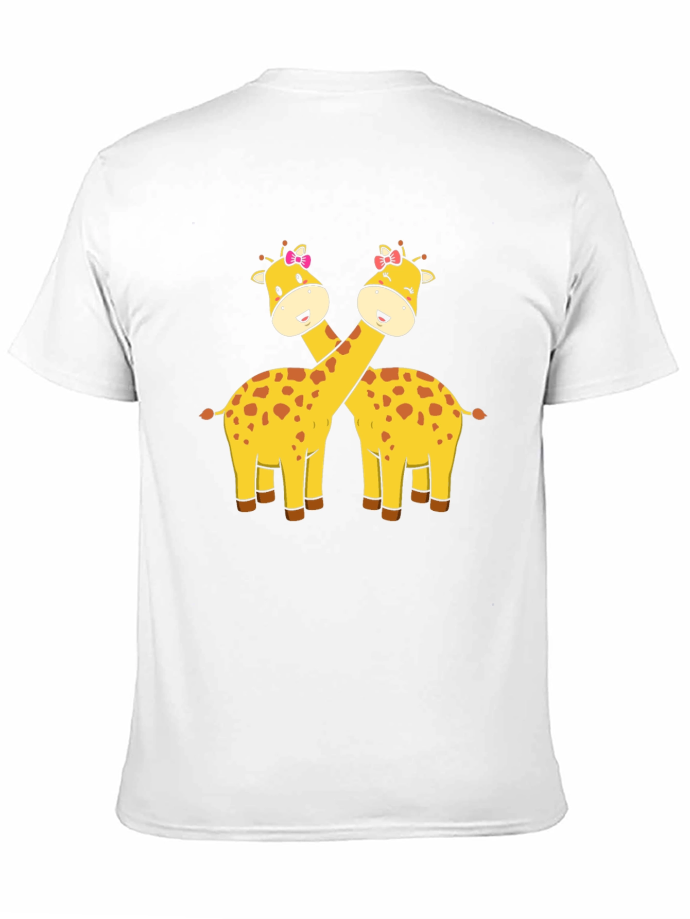 Cute Giraffe Couple Graphic T-Shirt - Black
