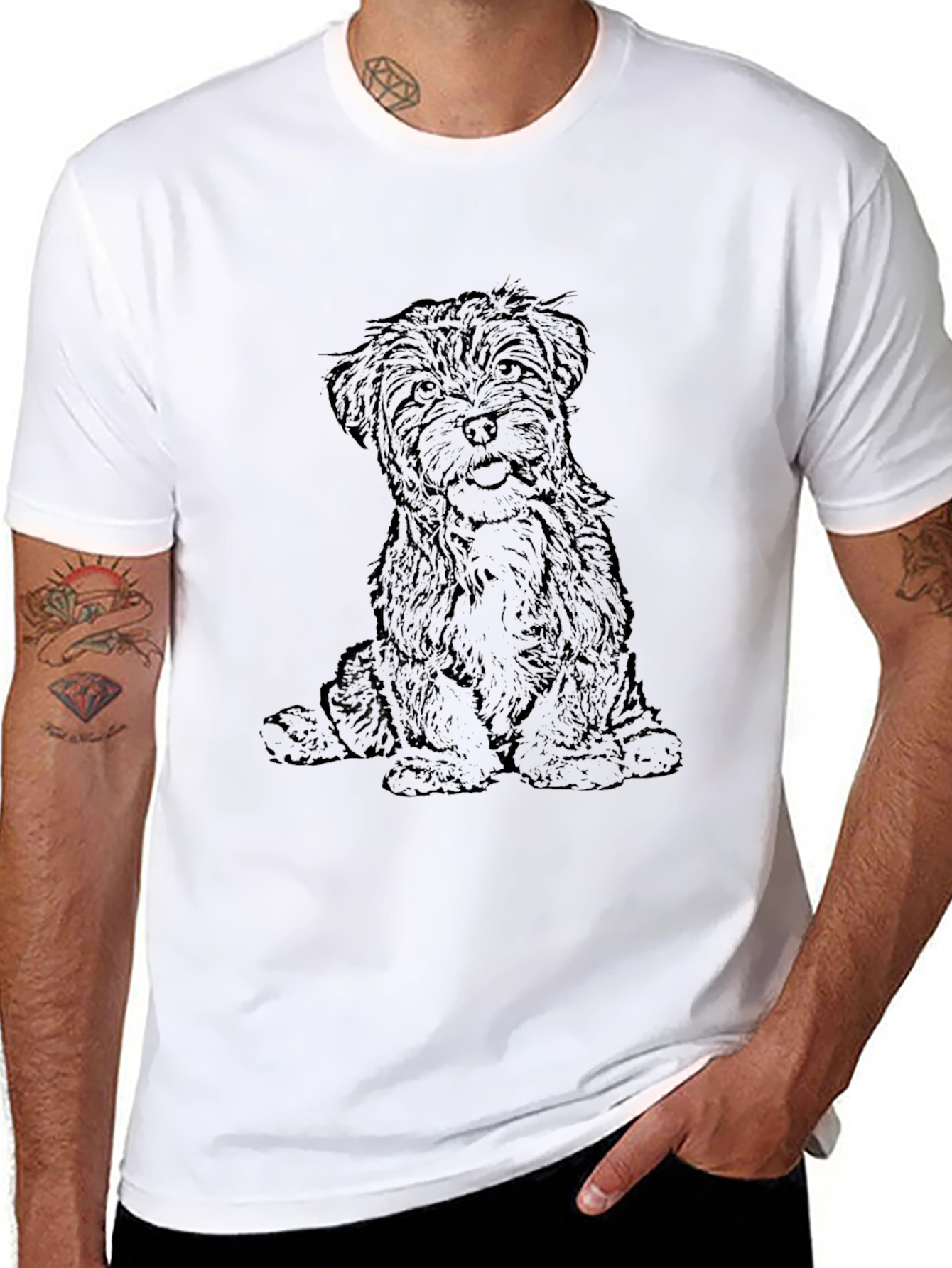 Dog Graphic Black T-Shirt - Mens Short Sleeve