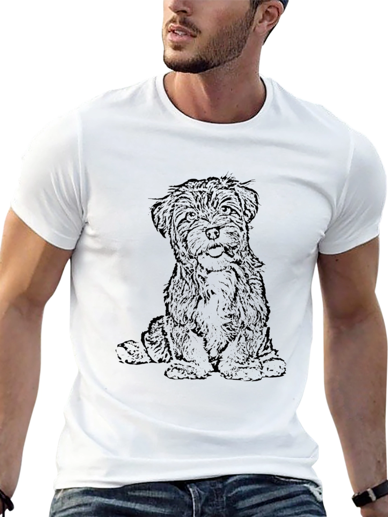 Dog Graphic Black T-Shirt - Mens Short Sleeve