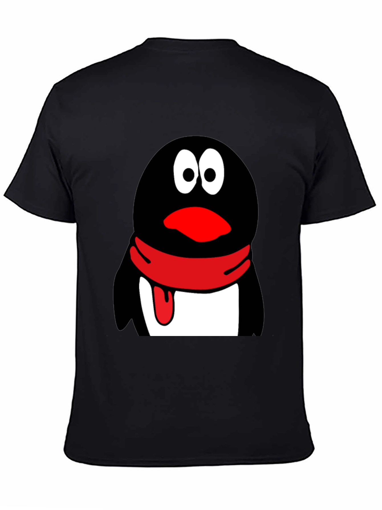 Cartoon Penguin Graphic Print Mens Black T-Shirt