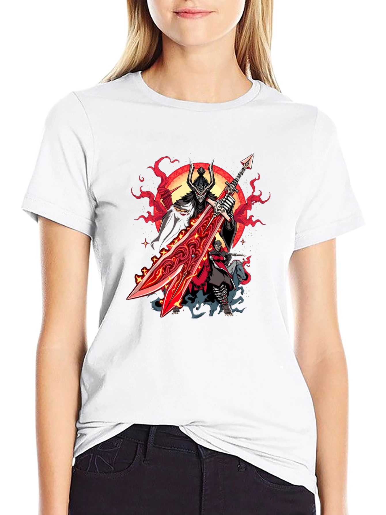 Samurai Warrior Graphic Print Black T-Shirt