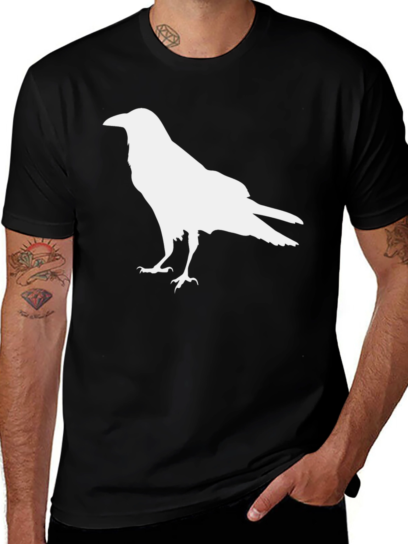 Raven Silhouette Graphic Tee - Mens Black T-Shirt